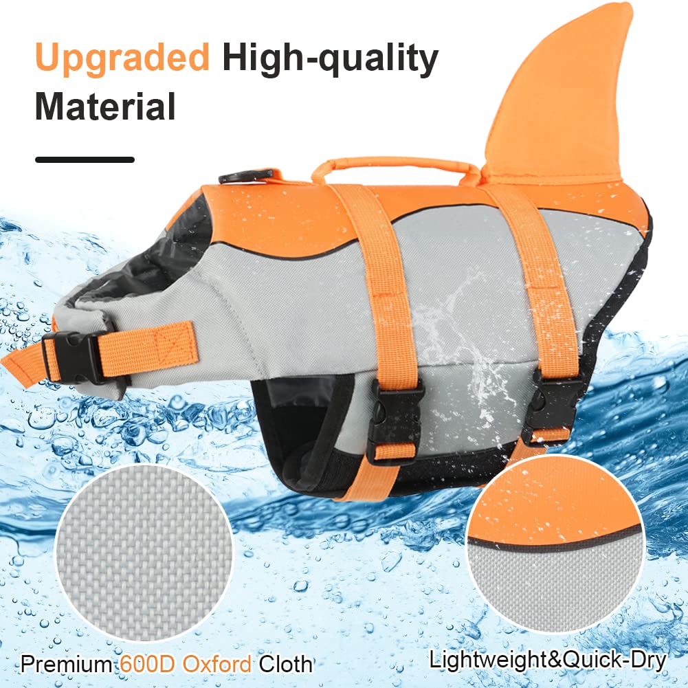 EMUST Dog Life Jackets, Dog Life Jacket with High Buoyancy and Lifting Handle for Small and Medium Breeds (M, Orange) - Image 2