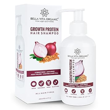 Bella Vita Organic Growth Protein Shampoo For Hair Volume, Hair Fall, Anti Dandruff, Frizz Control, Shine & Strength - 200ml
