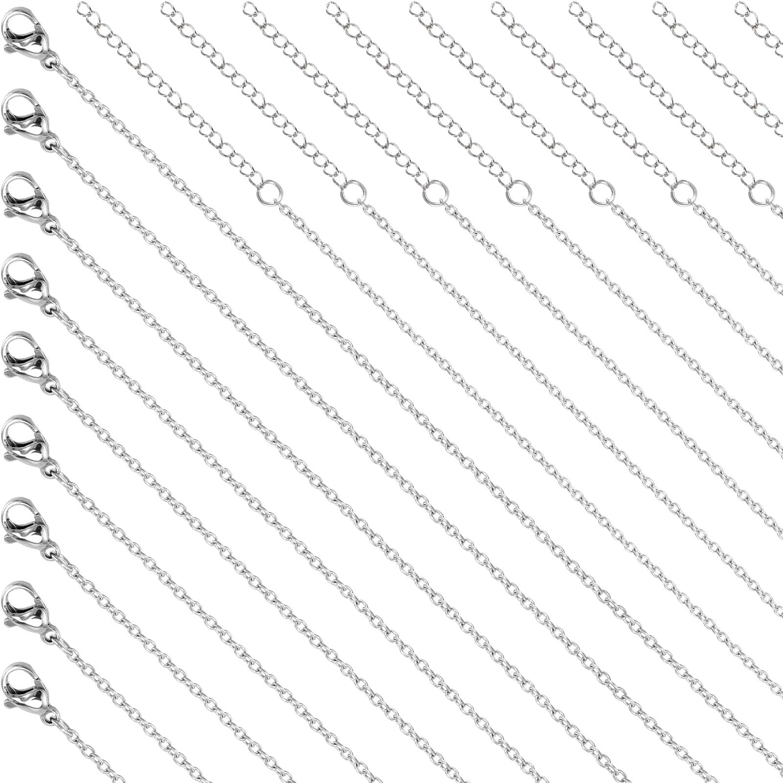 Photo 1 of ZoiNavyer 30 Pack Necklace Chains Bulk, Silver Chain Necklace, 1.5mm Stainless Steel Necklace Chains for Jewelry Making