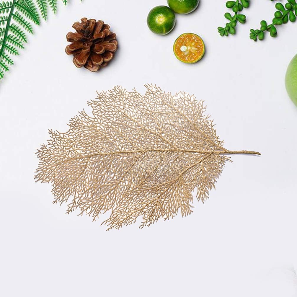 Cabilock 5pcs Table Tableware Mat Dining Table Wedding Decor Drink Mug Mat Autumn Leaf Placemats Coffee Decor Gold Placemats Wedding Cup Desk Mat for Desktop Coral Branch Bowl Mat to Weave