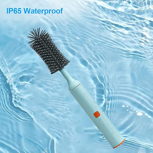 Miniatura 7 de Juego de cepillos eléctricos para botellas con cepillo de silicona para botellas, cepillo para pezones, limpiador de pajitas, recargable por USB,