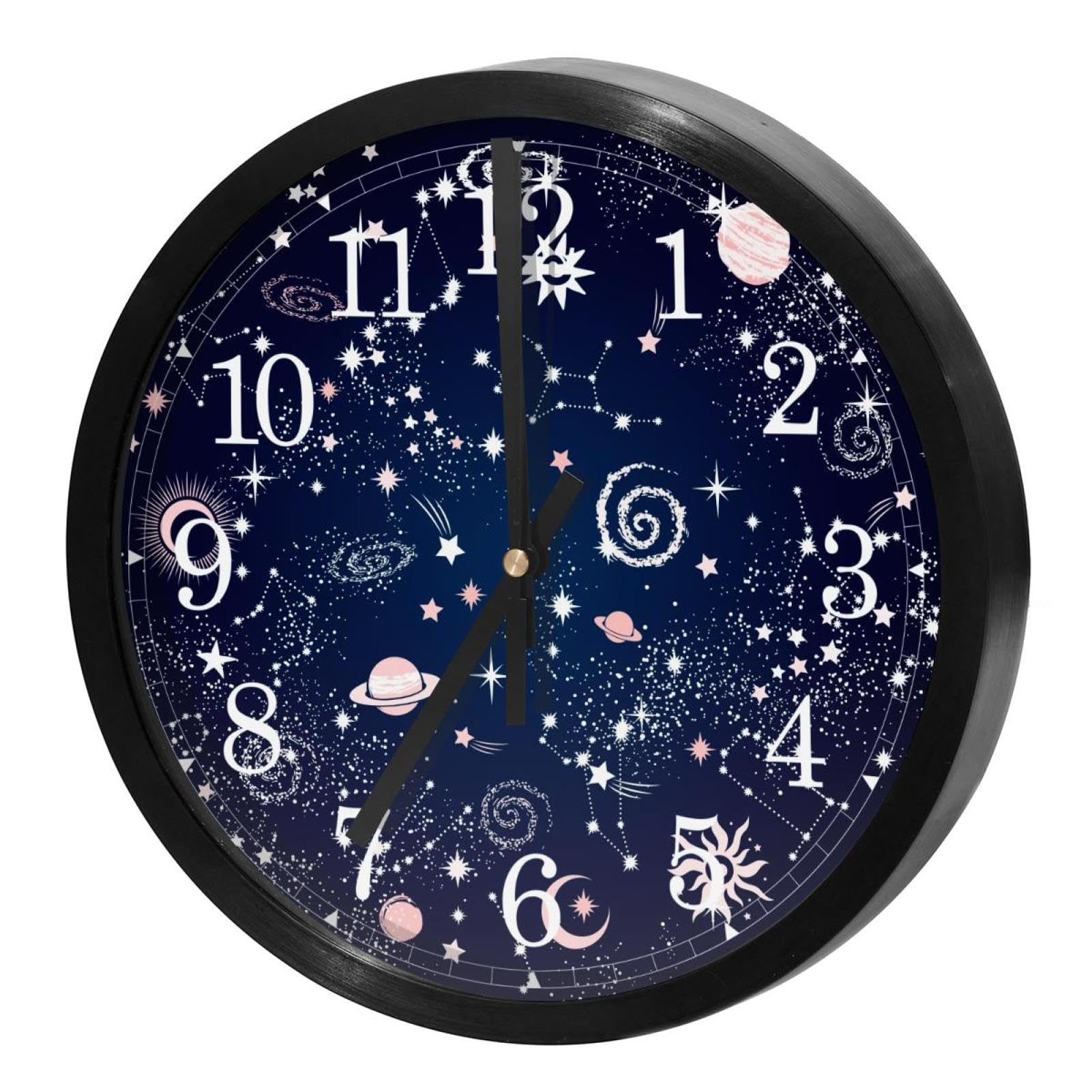Horloge murale silencieuse galaxie ronde à quartz pour la cuisine et la maison