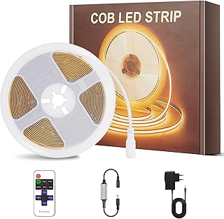PSTAR COB LED Streifen Warmweiss 2700K 4M, TV Led Beleuchtung 320LEDs/M Dimmbar LED Strip Lights, mit RF Fernbedienung, Flexibel LED Band licht für Schlafzimmer,Zuhause DIY Beleuchtung