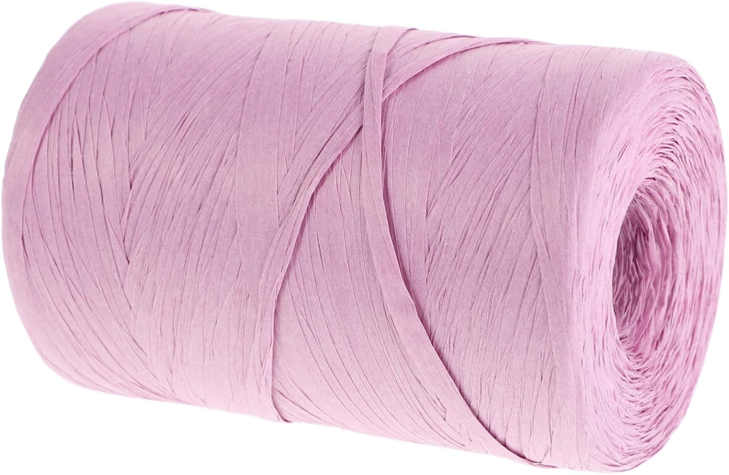 Raffia Paper Ribbon Twine for DIY Craft, Bouquet Wrapping, Pink Xmas