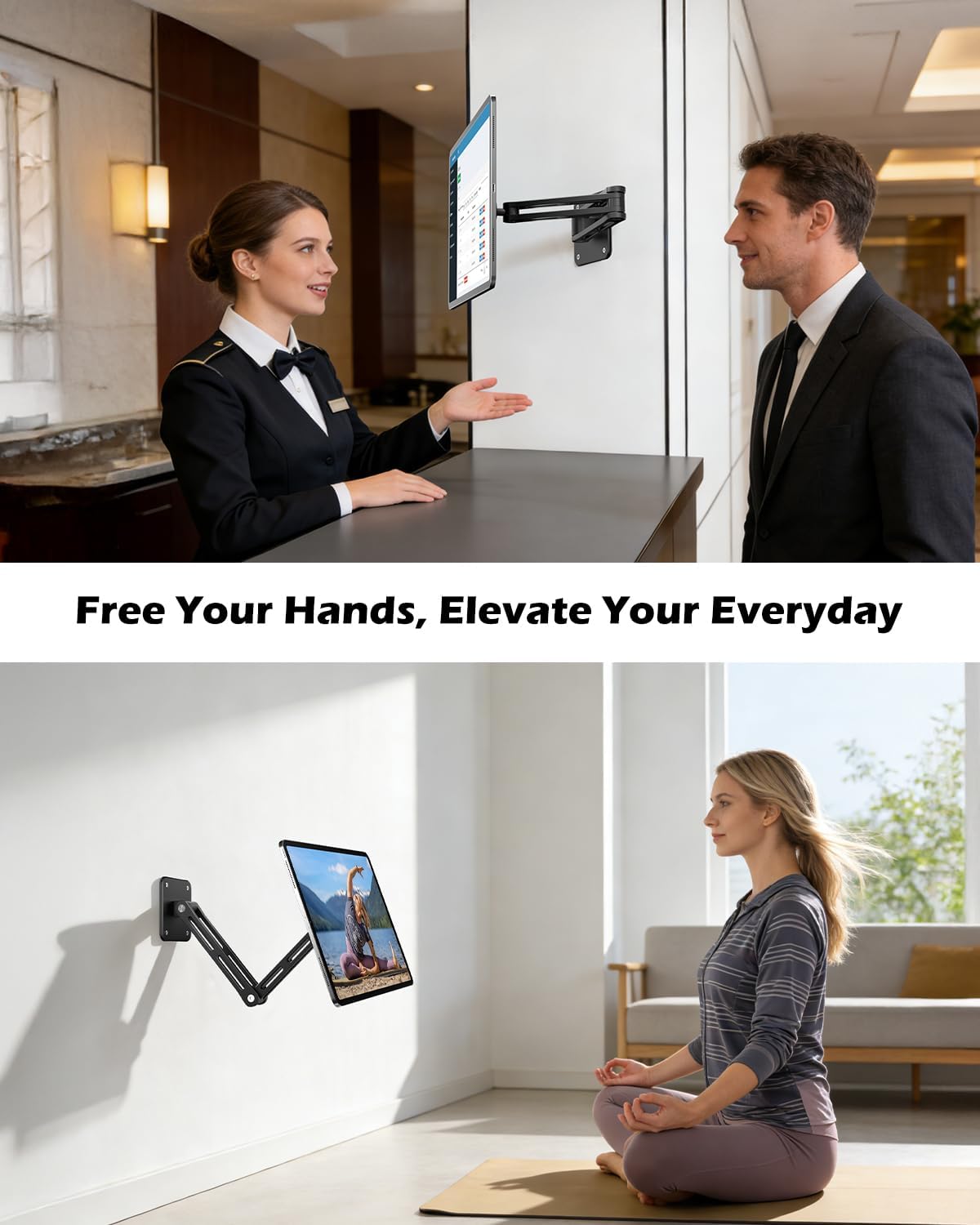CloudValley Foldable iPad Wall Mount Holder Compatible with MagSafe, with 360°Rotating Base Adjustable Tablet Stand Holder for iPad Pro/Air/Mini, Galaxy Tab, All 4.7-13" Phones and Tablets