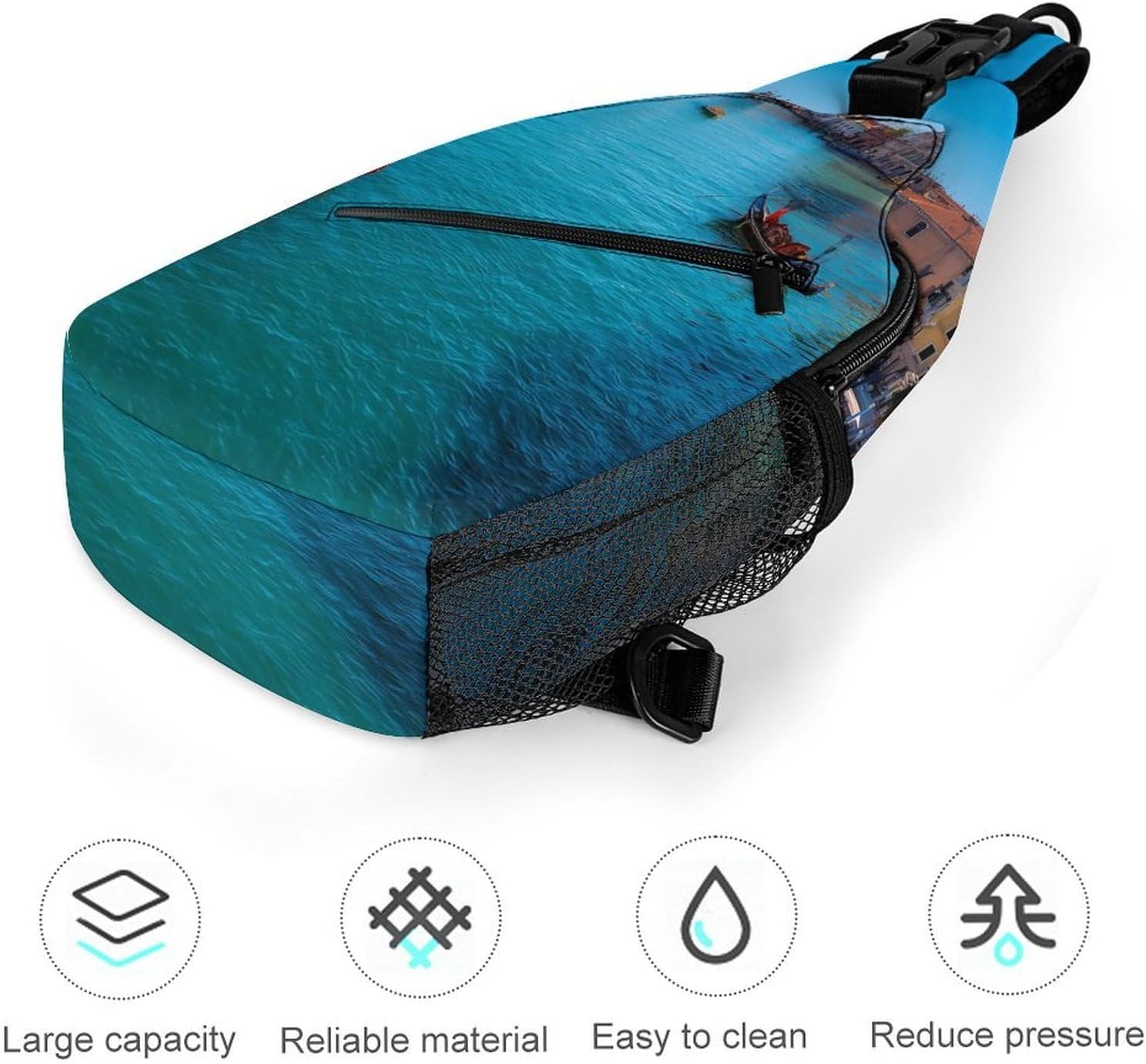 Venice Italy Boats Gondolas Men Crossbody Sling Backpack Chest Bag | Travel Fanny Pack,Hiking Daypack,Print Shoulder Bags