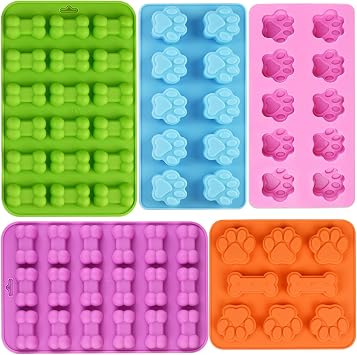 WMKGG Puppy Dog Paw and Bone Silicone Molds, 5 PCS Food Grade Baking Mold