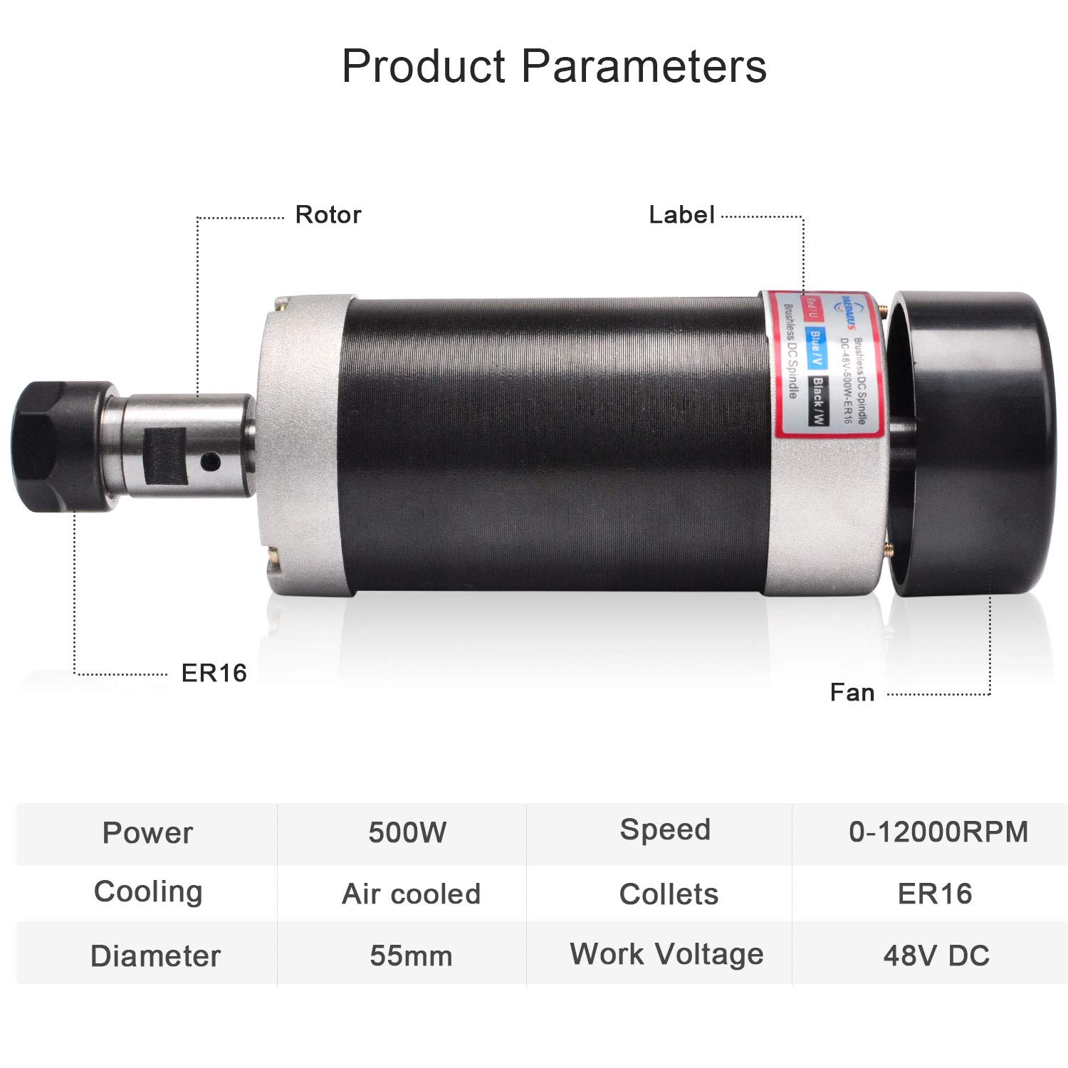 Buy 1 get 1 Daedalus CNC Brushless Spindle Motor, 500w, ER16, 48V DC, 12000RPM Super Cheap 🛒 Daedalus CNC Brushless Spindle Motor, 500w, ER16, 48V DC, 12000RPM