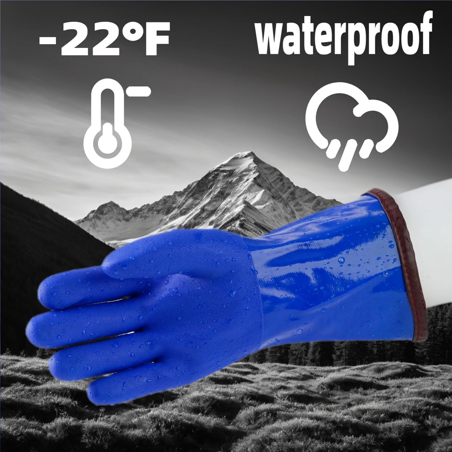 3-Pairs Chemical Resistant, Freezer Winter Work Gloves for Men & Women, Water & Oil Resistant, Cold-Resistant Gloves