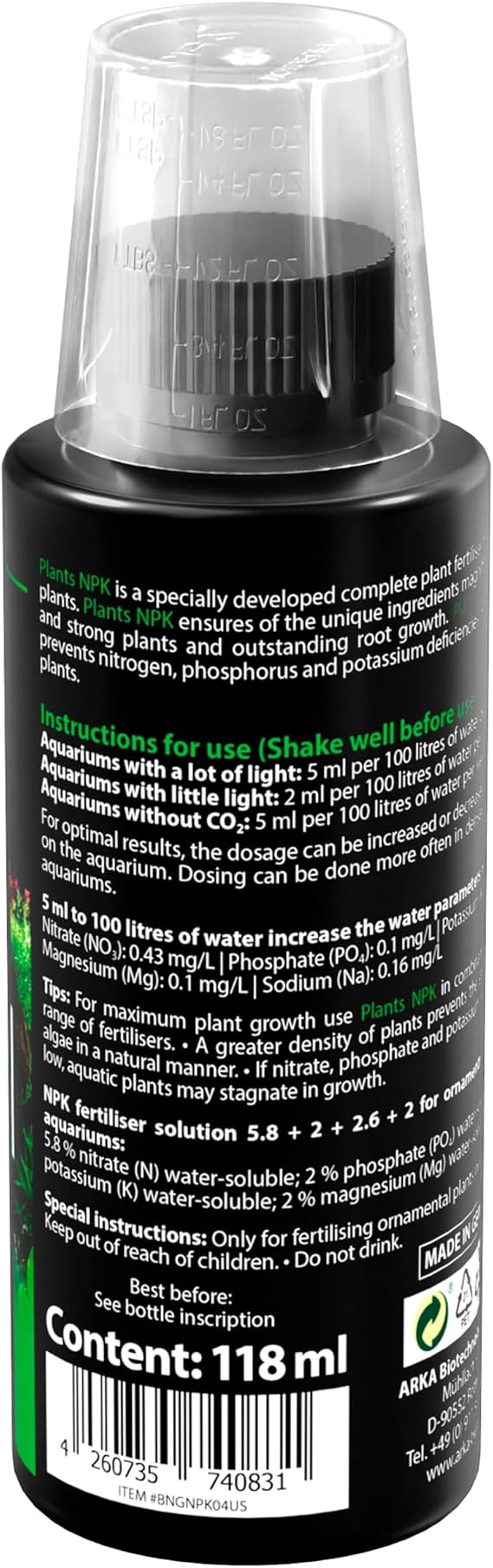 Macro Fertiliser Aquarium 118 ml - Plants NPK for Aquascaping