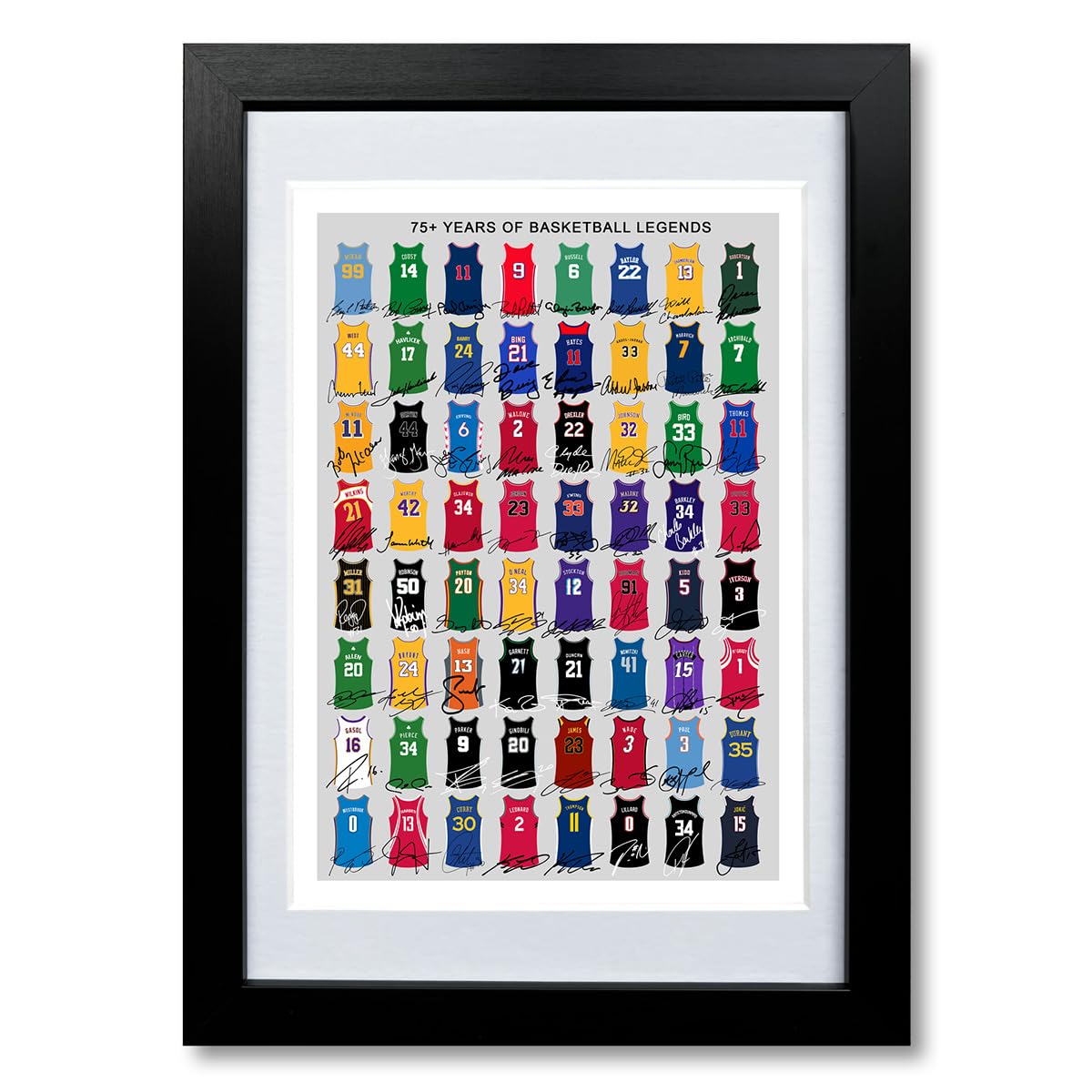 Mounted Gifts Trading A4 Framed & Mounted Nba Basketball Legends Signed Poster Print Framed Picture Photo Autograph Gift Kobe Bryant Lebron James Steph Curry Michael Jordan (A4 Framed & Mounted)
