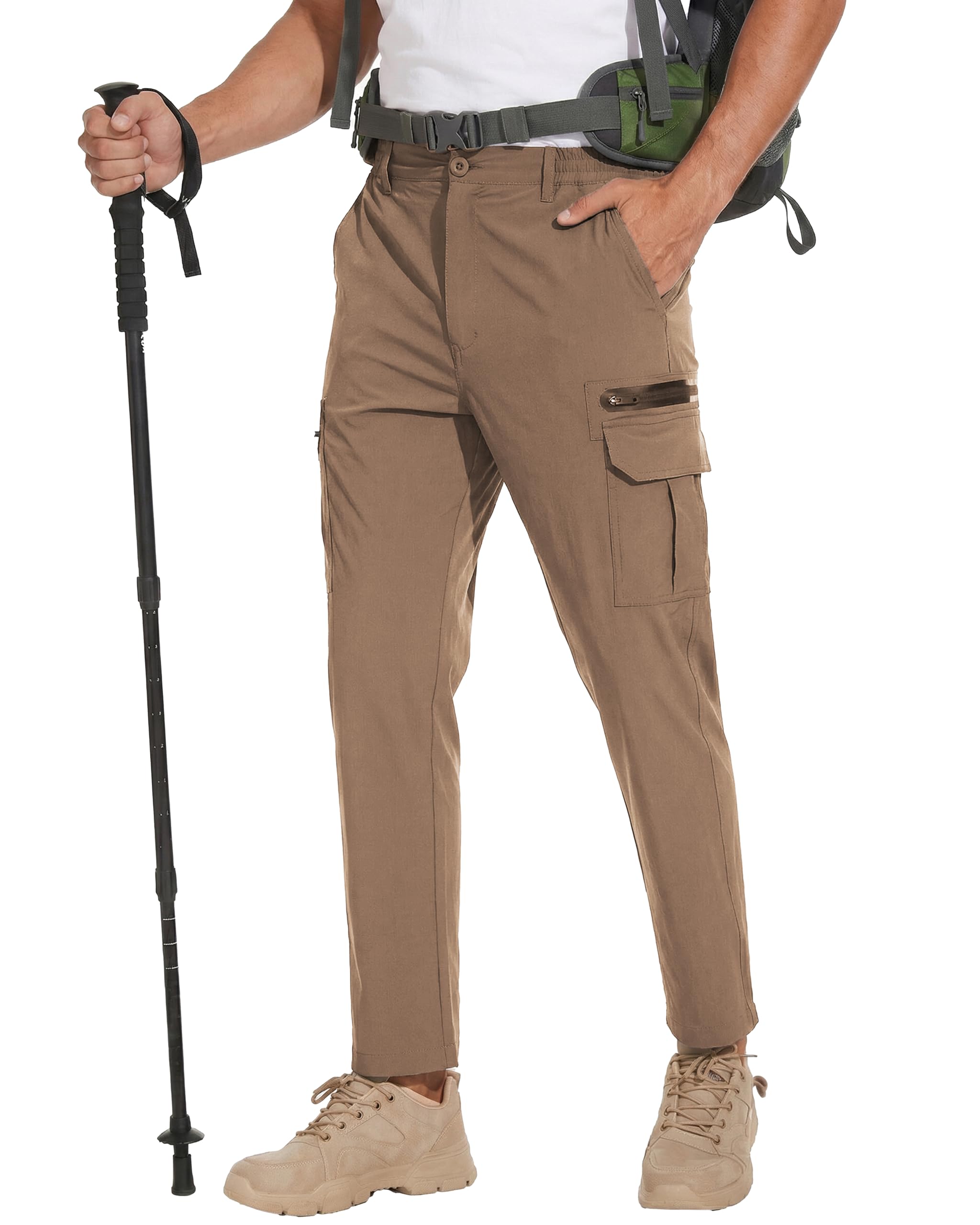 NATUVENIX Wanderhose Herren Leichte Atmungsaktiv Outdoorhose mit 7 Taschen | Schnelltrocknende Stretchstoff, wasserabweisende Beschichtung, ideal für Somme Reisen,Arbeitsanwendungen und Außeneinsätze.