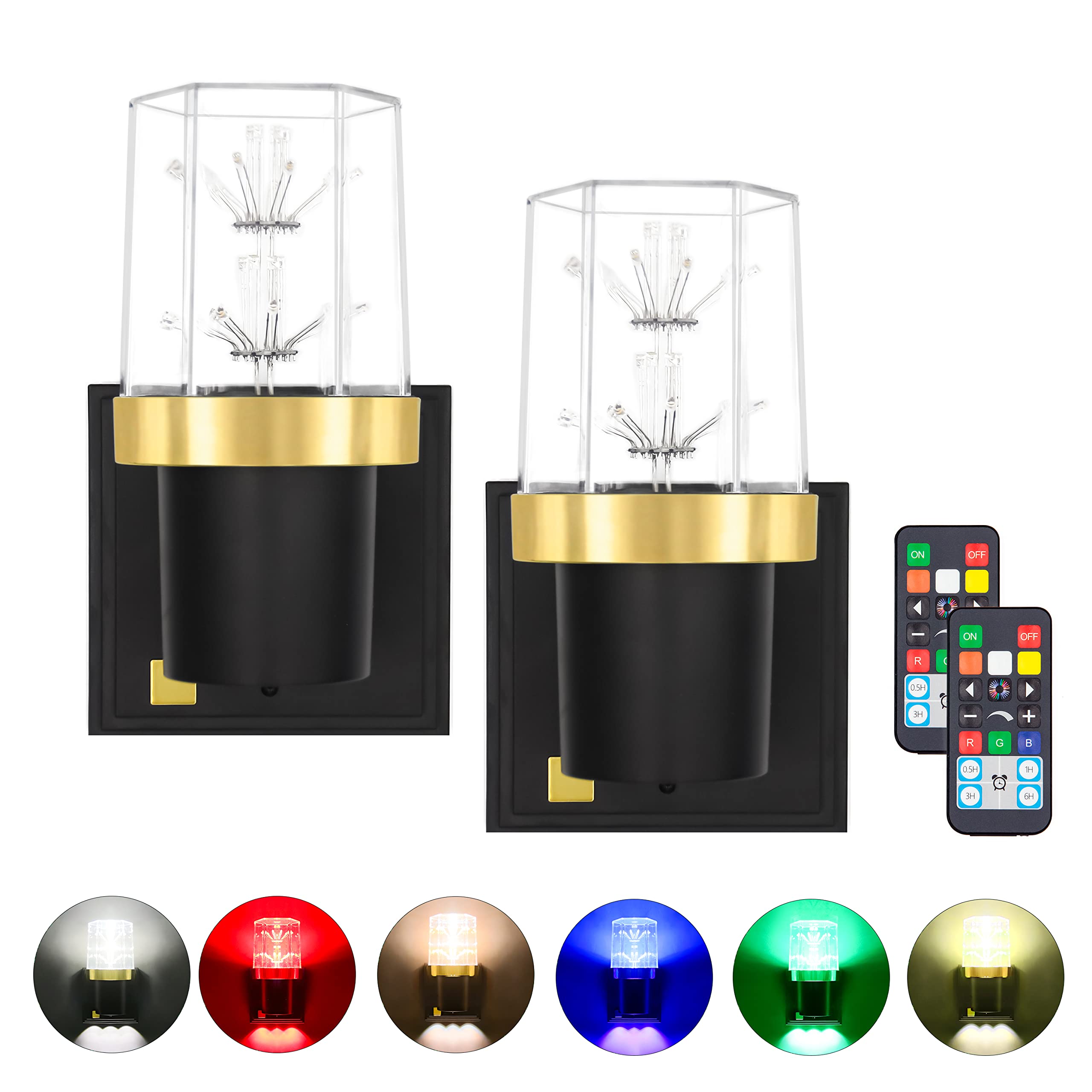 Color Changing LED Wall Light, Plug in Wall Sconce with Remote and Timer, Dimmable RGB Lamp for Hallway Corridor Stairs Bedroom Bedside Kids Room Mood Lighting, 700 LMS