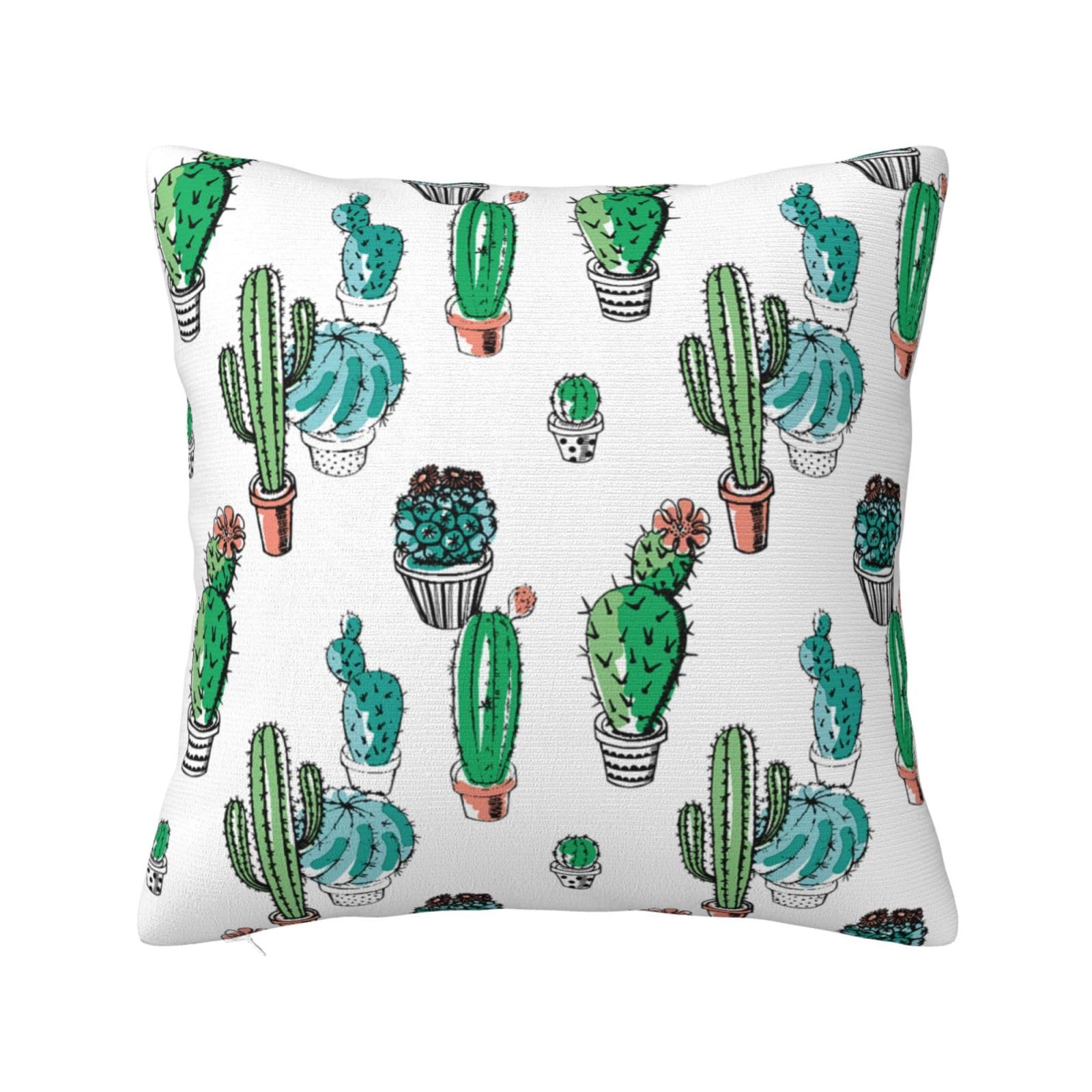 GAAFOSIPH Cushion Covers Green Cactus Double Sided Soft Square Decorative Throw Pillow Case 45x45 cm for Bed Couch Sofa Farm Garden Home Decorations 18x18 inch
