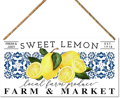 Letrero decorativo de cocina de granja, granja y mercado de limón dulce, letrero de verano de granja para decoración del hogar, porche, cocina,