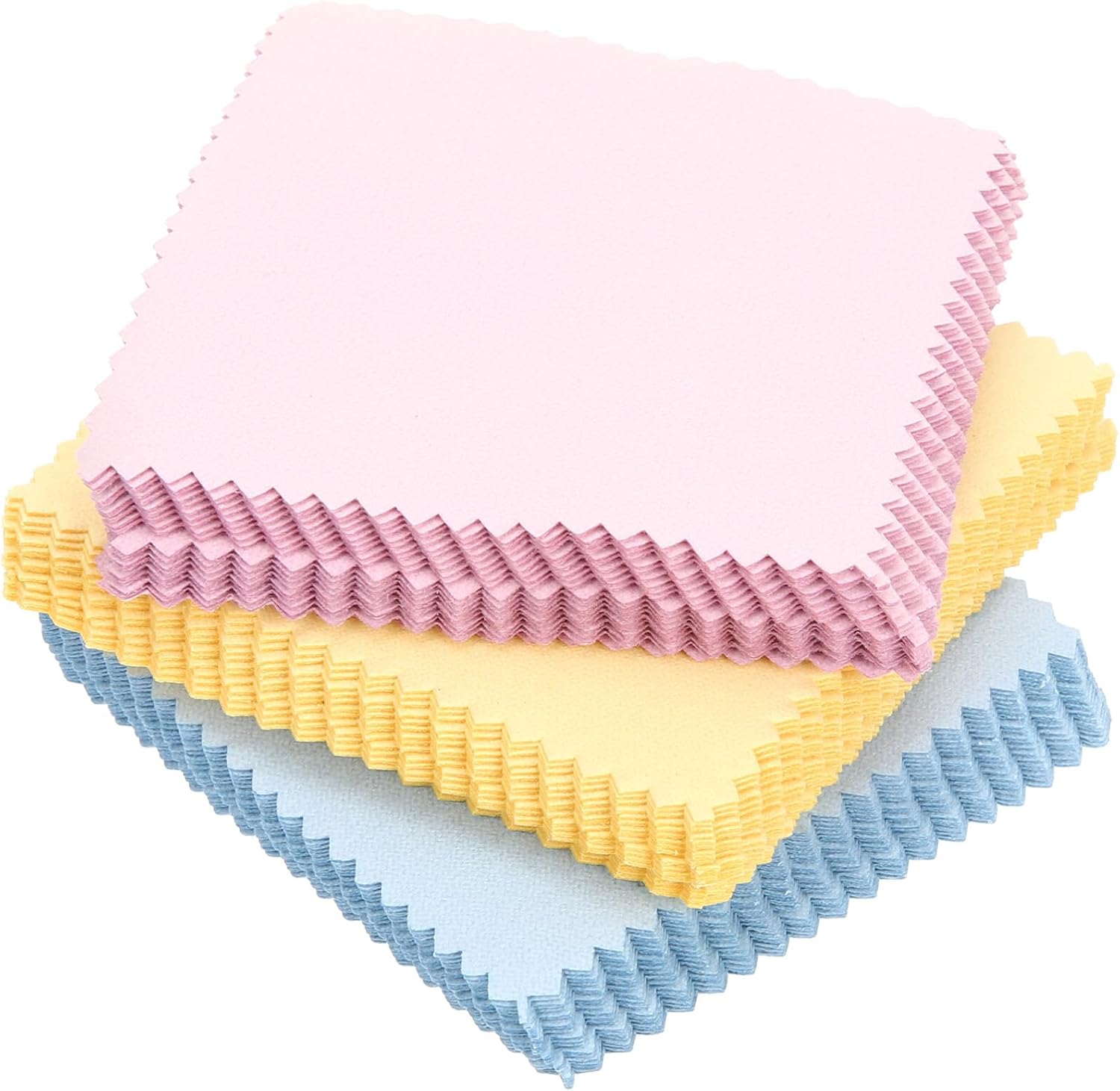KALLORY 60pcs Double-Sided Polishing Cloths for Jewelry Eyeglasses Sunglasses Cleaning Soft Reusable Quick-Drying Wiping Cloths for Phones Lenses Musical Instruments Random Colors