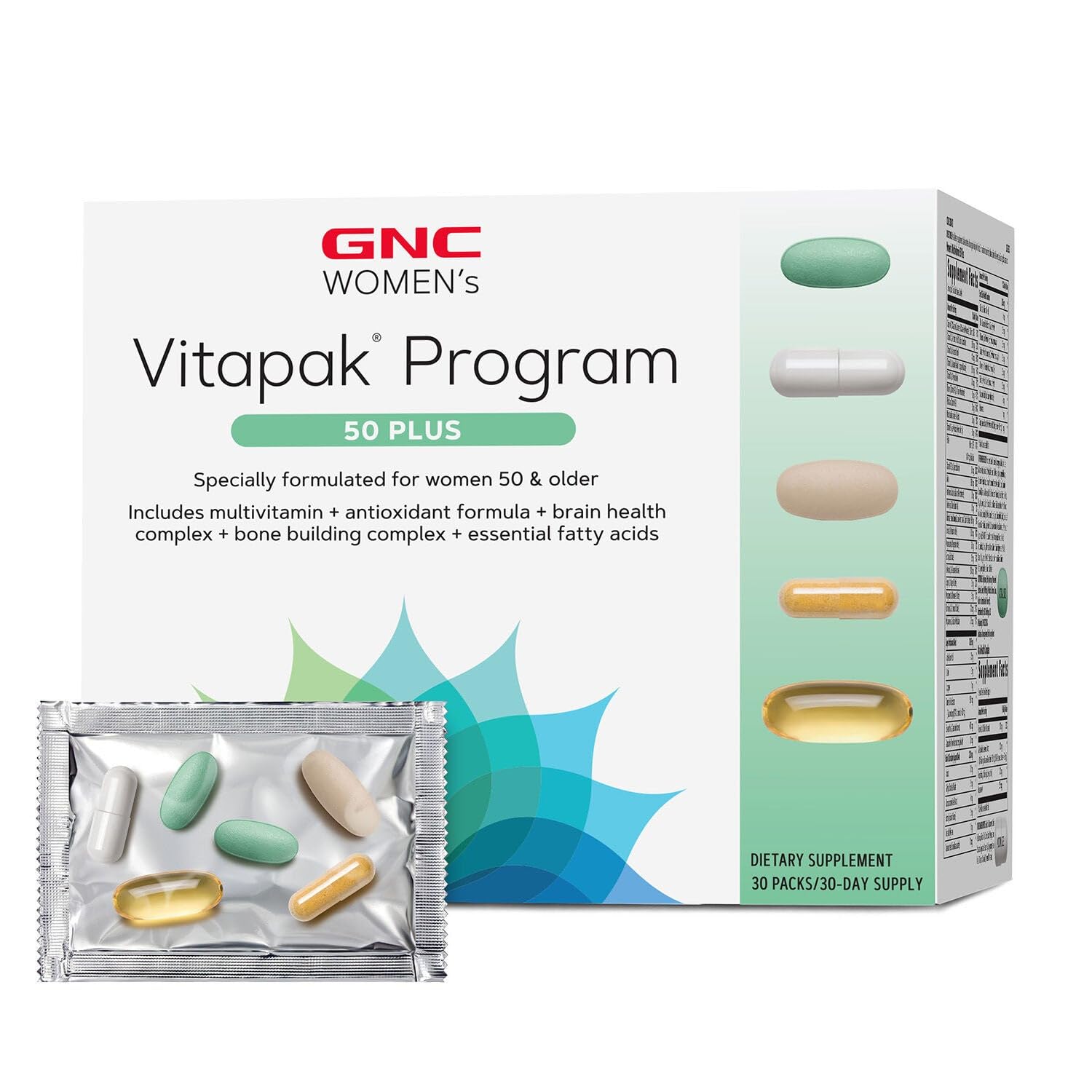 GNC Women's Ultra Mega 50 Plus Vitapak Program, 30 Packs, for Overall Women’s Health for Those Over 50