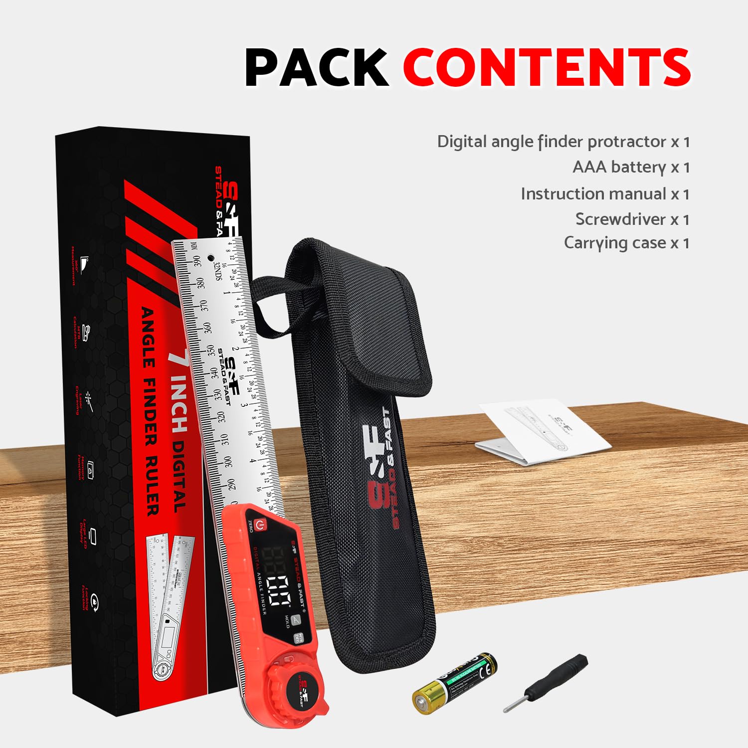 Buscador de ángulos digital de 7 pulgadas, calculadora de ángulo de sierra ingletadora con funda