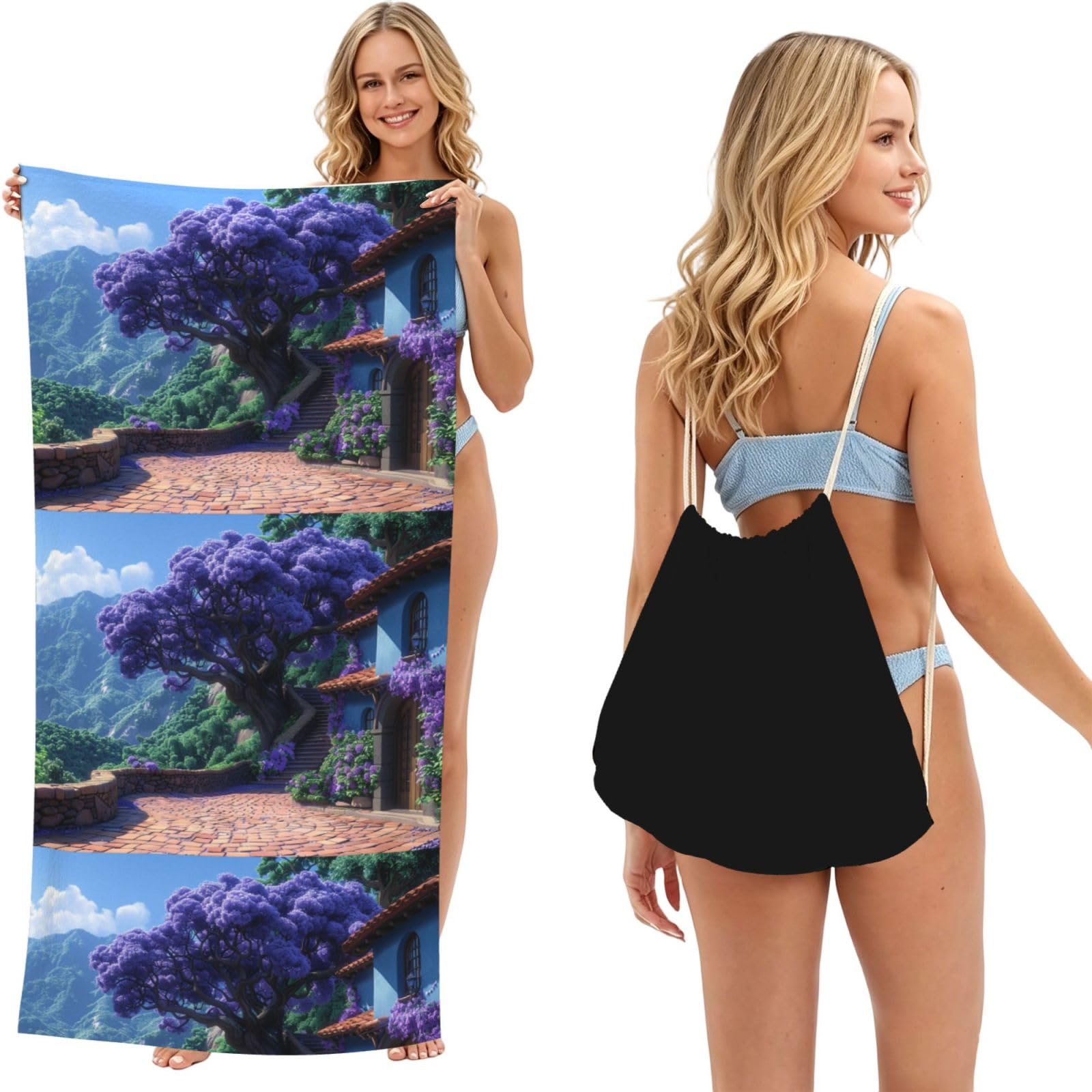 SKGOHLH reclusion 2in1 Packable Beach Towel Bag Women