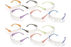 12-Pack Safety Glasses for Kids' Nerf Gun Parties - Clear Lenses with Multi-Colored Frames