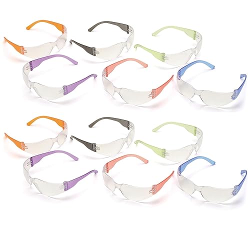 12pak - Gafas de seguridad para fiesta de niños Nerf Gun - Lente transparente con marcos multicolor