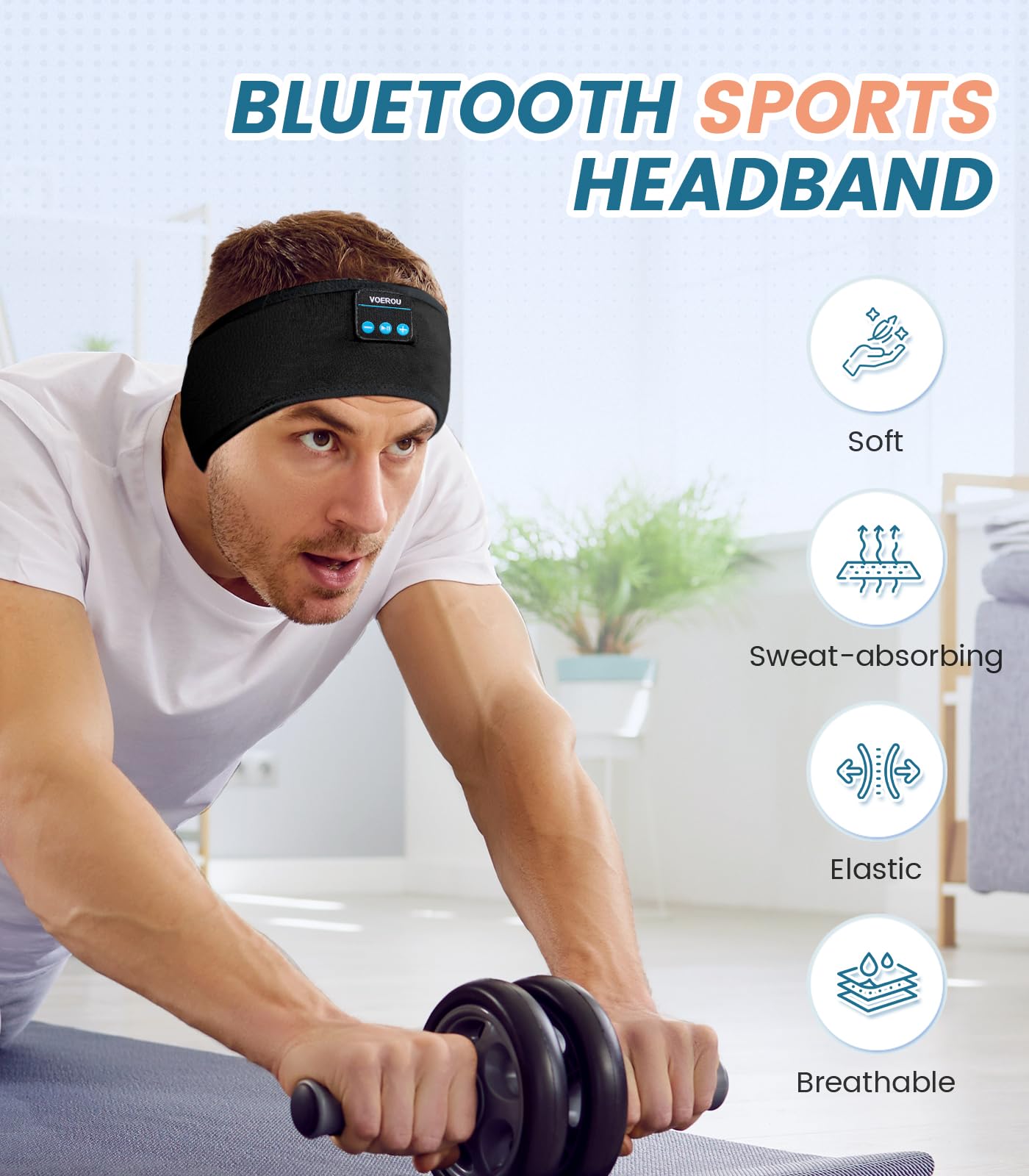 Voerou Sleep Headphones sportowe słuchawki z ultracienkimi głośnikami stereo HD do spania, treningu, joggingu, jogi, bezsenności, podróży