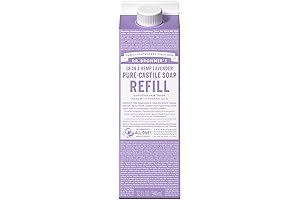Dr. Bronner's Lavender Pure-Castile Liquid Soap Refill, Gentle on Skin, Multipurpose Face,...