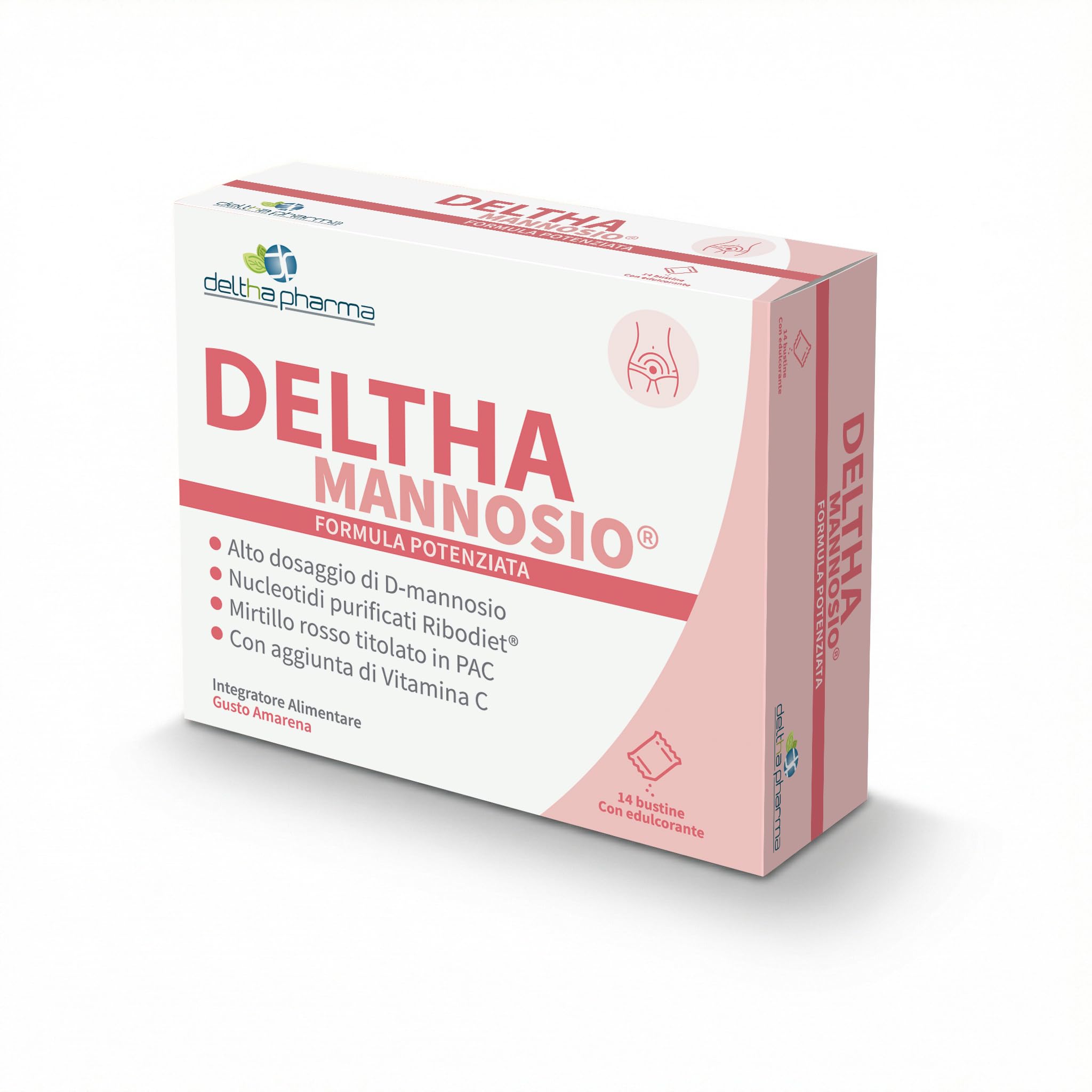 Deltha Mannosio Integratore Alimentare di D-mannosio Puro Ad Alto Dosaggio 1000 Mg, Nucleotidi e Mirtillo Rosso (cranberry) - 20 Bst, color Bianco, 656 ml