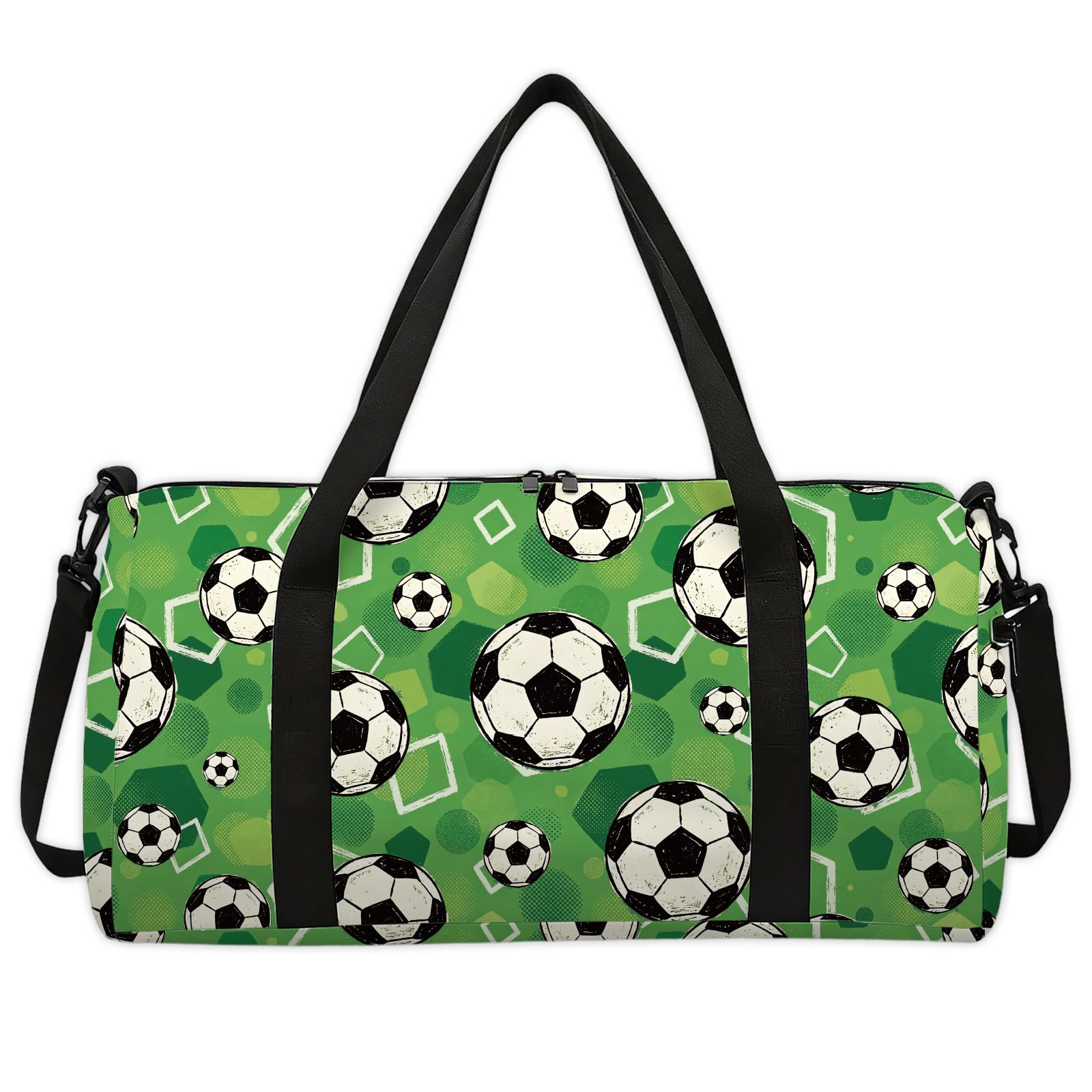 CONCHLERY Soccer Pattern Sports Gym Bag Ball Sport Duffel Bags Foldable Gym Bag for Men Women Travel Workout Fitness, 17.7x7.87x9.44inches