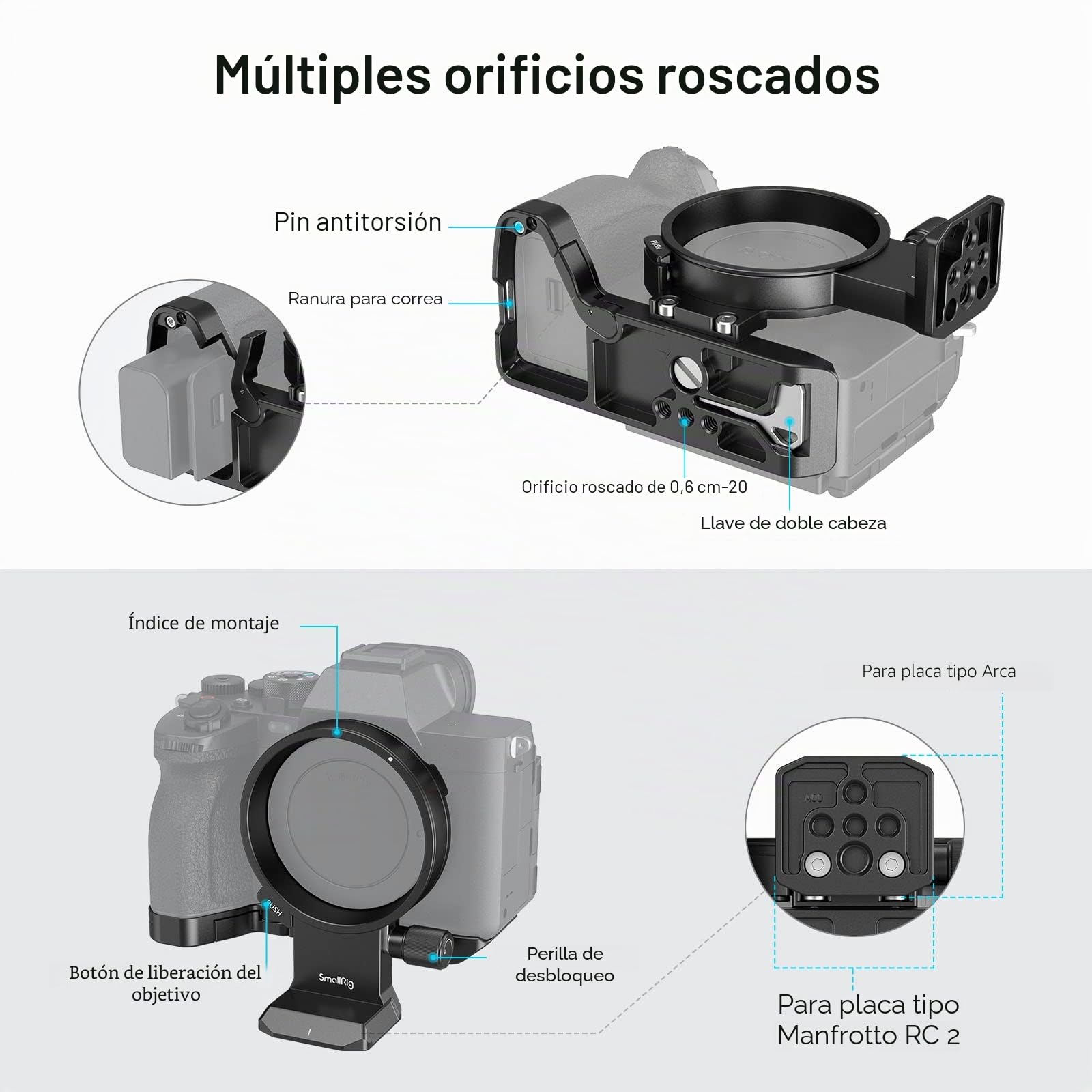 SMALLRIG Rotating Collar Rotatable Collar para Sony A7R V, A7 IV, A7S III, A7R IV, A7R IV, para Arca y MFT RC2 Plate, Soporte de Disparo Horizontal y Vertical 4148