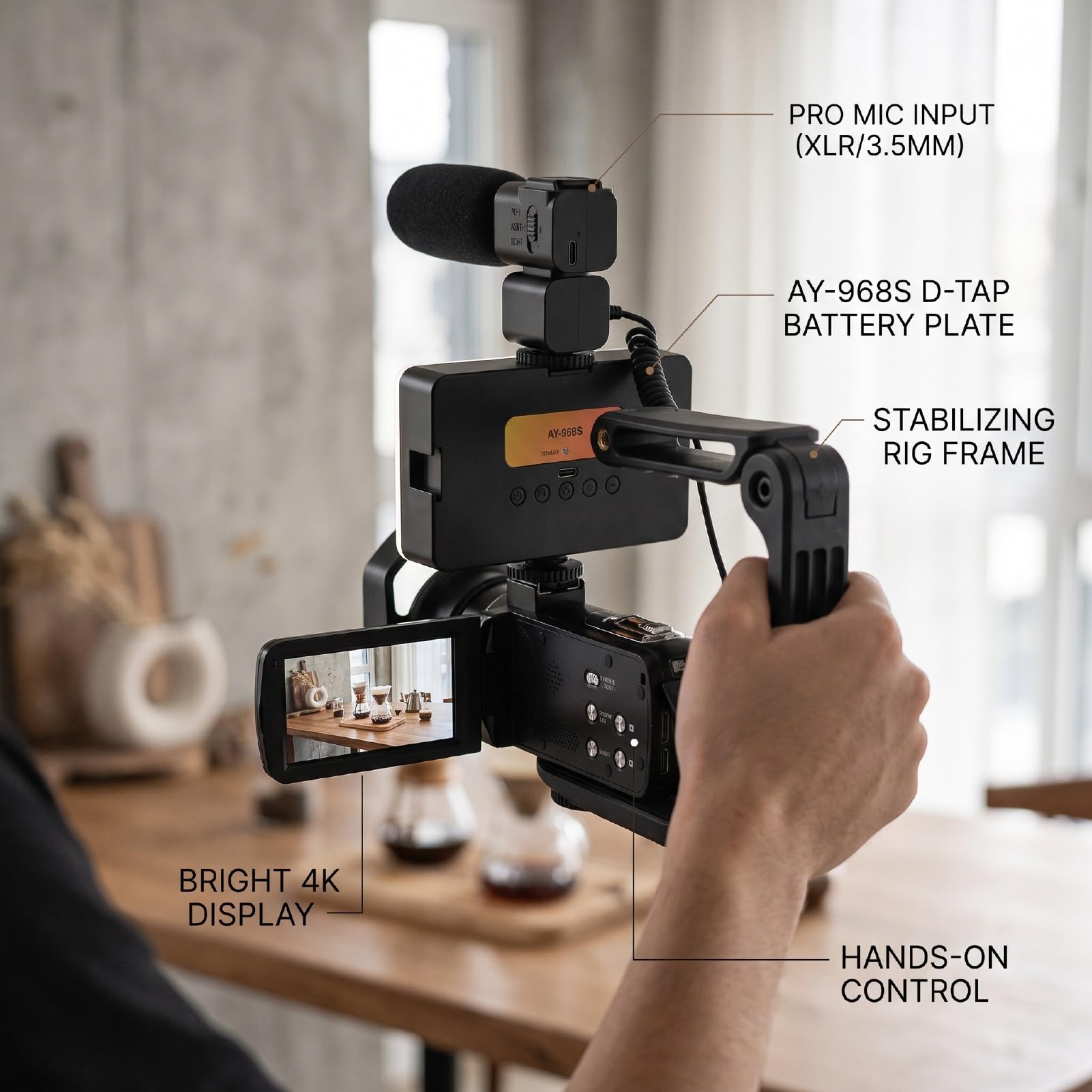 Elprico Caméra Vidéo 8K Caméscope Caméra Vlog WiFi 96MP avec Zoom 18X