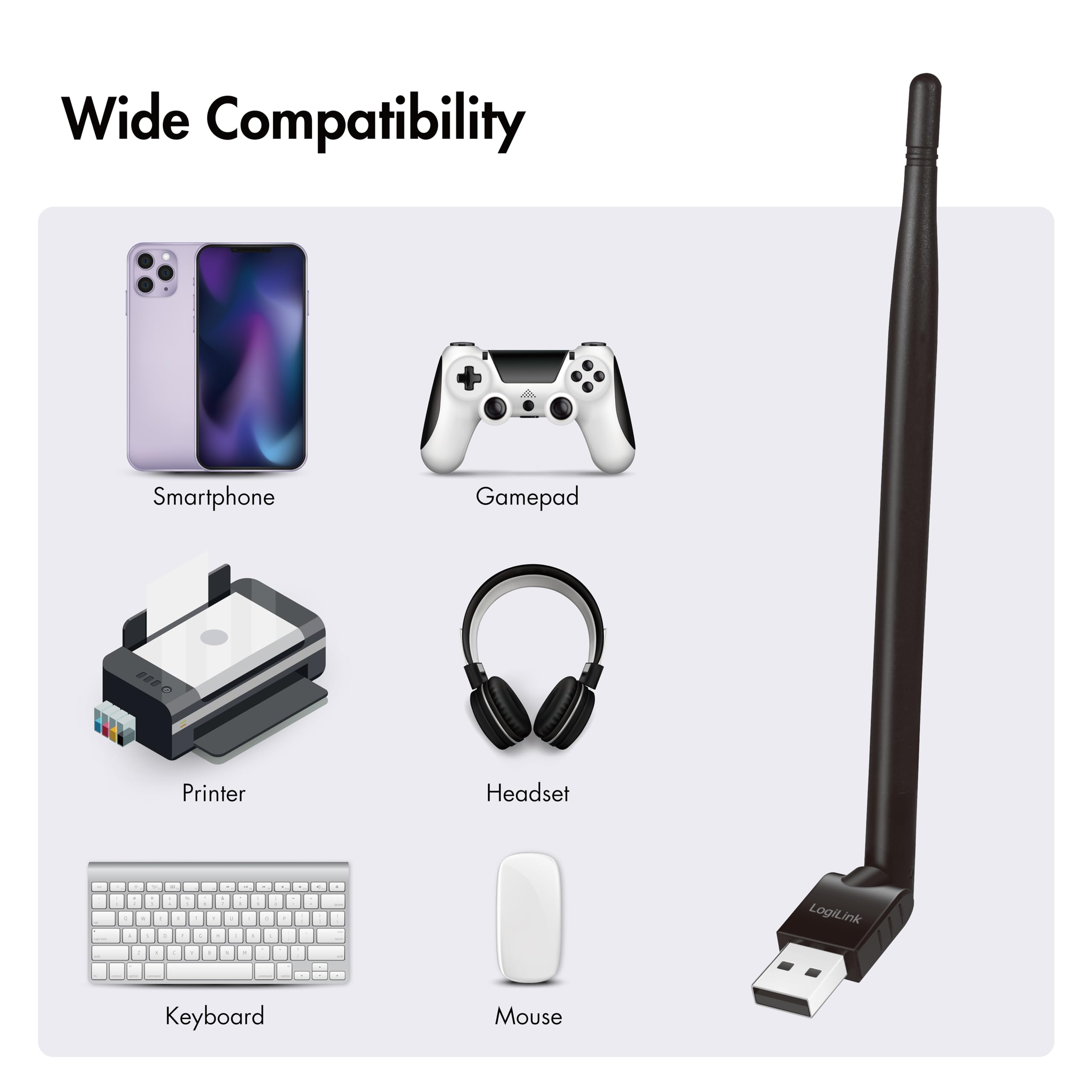 LogiLink BT0067 - Adattatore BT 5.3 (USB 2.0) con antenna esterna e portata fino a 150 m