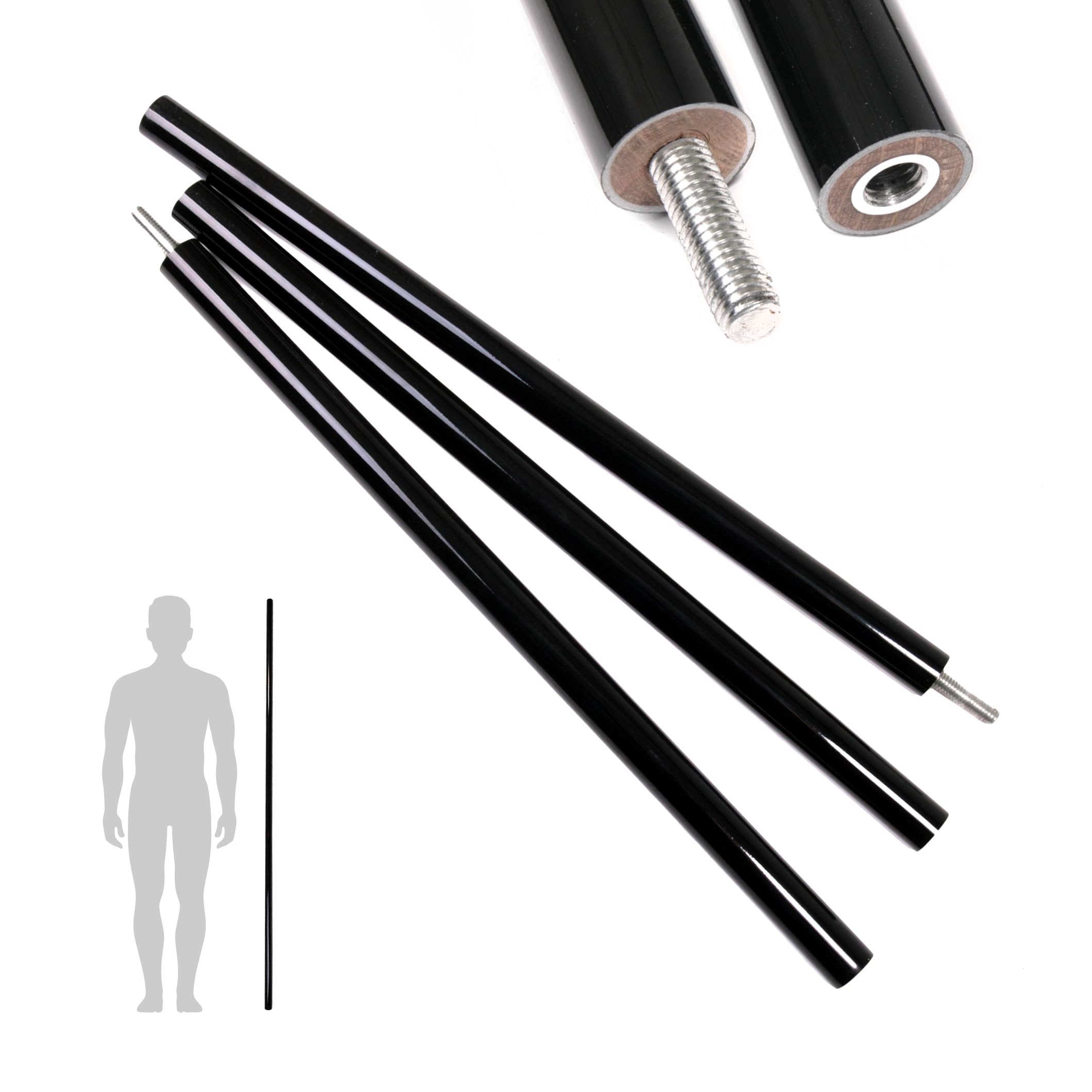DEPICE Bâton Long en Carbone (Graphite), 182 cm, env. 970 g, en Trois Parties, vissable, revêtement en Carbone, Noyau en Bois, Vernis Piano