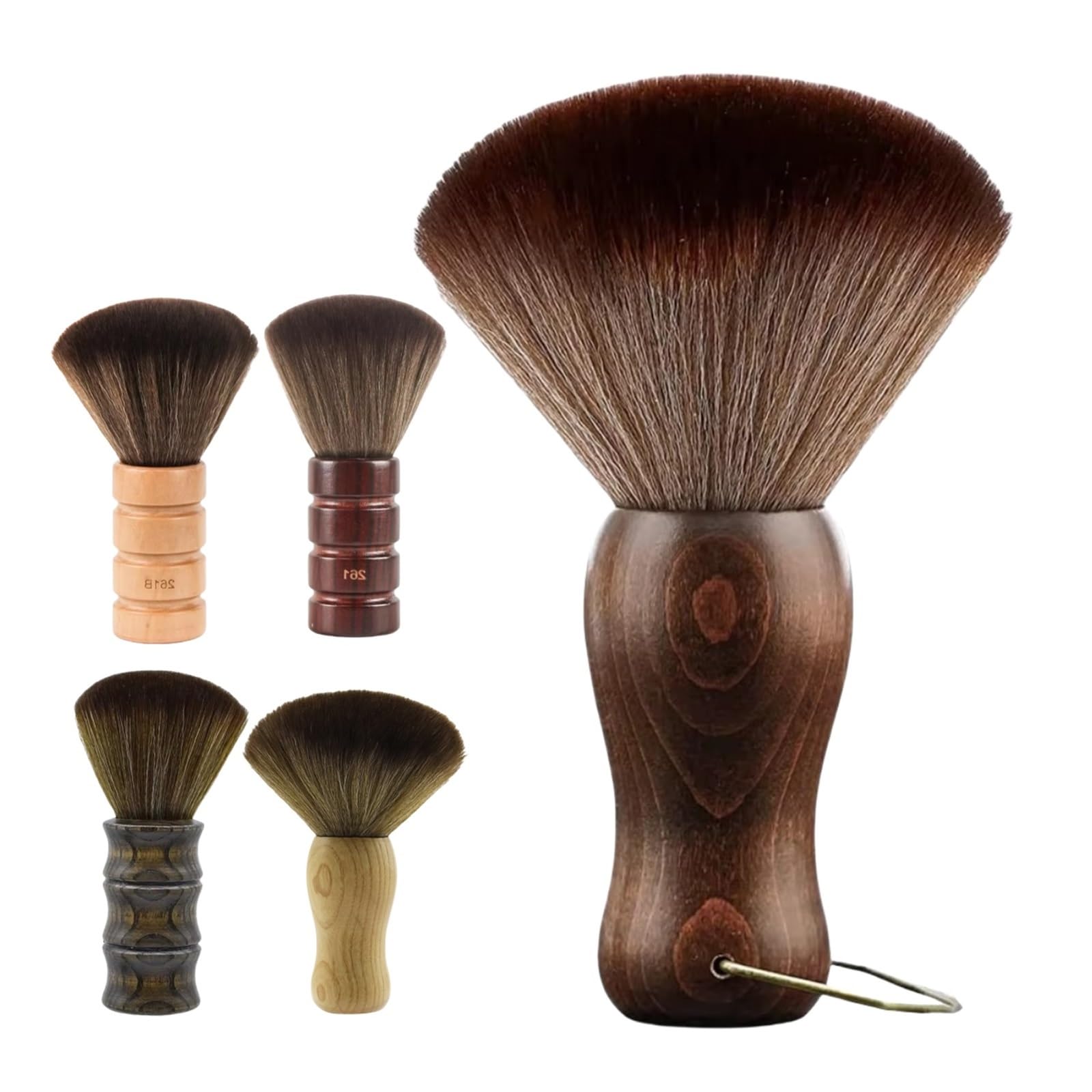 Brosse De Nettoyage De Cou De Barbier, Manche En Bois Avec Crochet, Brosse De Nettoyage De Coiffure, Brosses De Balayage De Cheveux Naturels For Salon De Coiffure | C