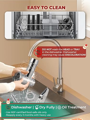 Miniatura 7 de Picadora de carne eléctrica de 3200 W, multifuncional, máquina picadora con hoja de corte, 3 placas de molienda, 3 rellenos de salchichas, kit de