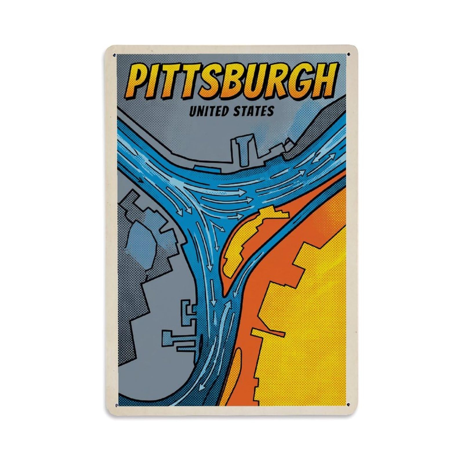 Xanthor Style Vintage Usa Pittsburgh Travel Metal Tin Sign