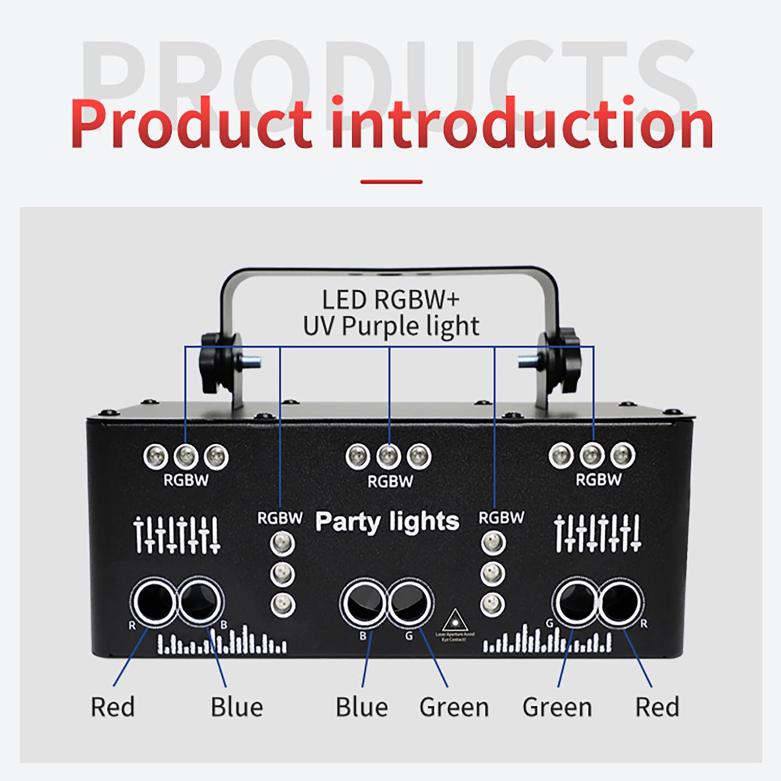 DJ - Luz de discoteca para fiestas con láser y LED, 21 LED RGB, control de sonido, estroboscópico, autopropulsado y efecto DMX, para fiestas, reuniones familiares, bares, discotecas, KTV,