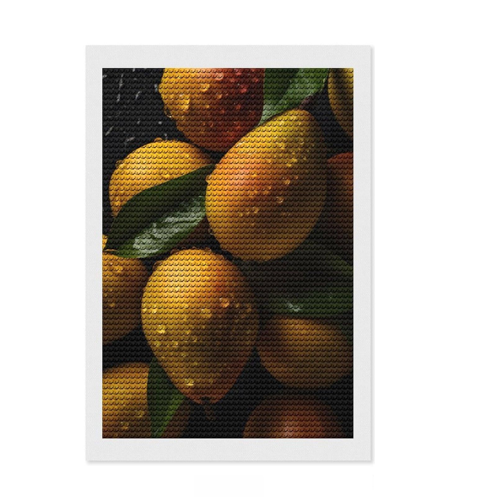Junmoney Mangoes 5D Diamond Painting Kit 8"x12", Aesthetic Room Decor, Vintage Style Decor, Office Decor, Artistic Hobby