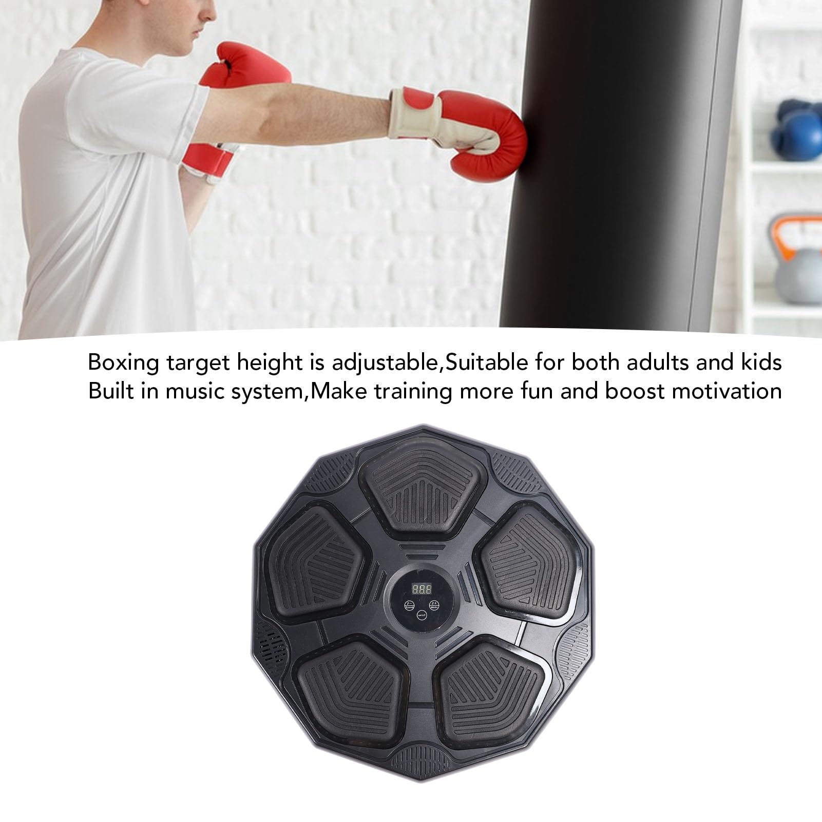 Alomejor Punzonadora Musical Inteligente para Entrenamiento, Objetivo de Boxeo Electrónico Montado en la Pared con de Música para Adultos y Niños