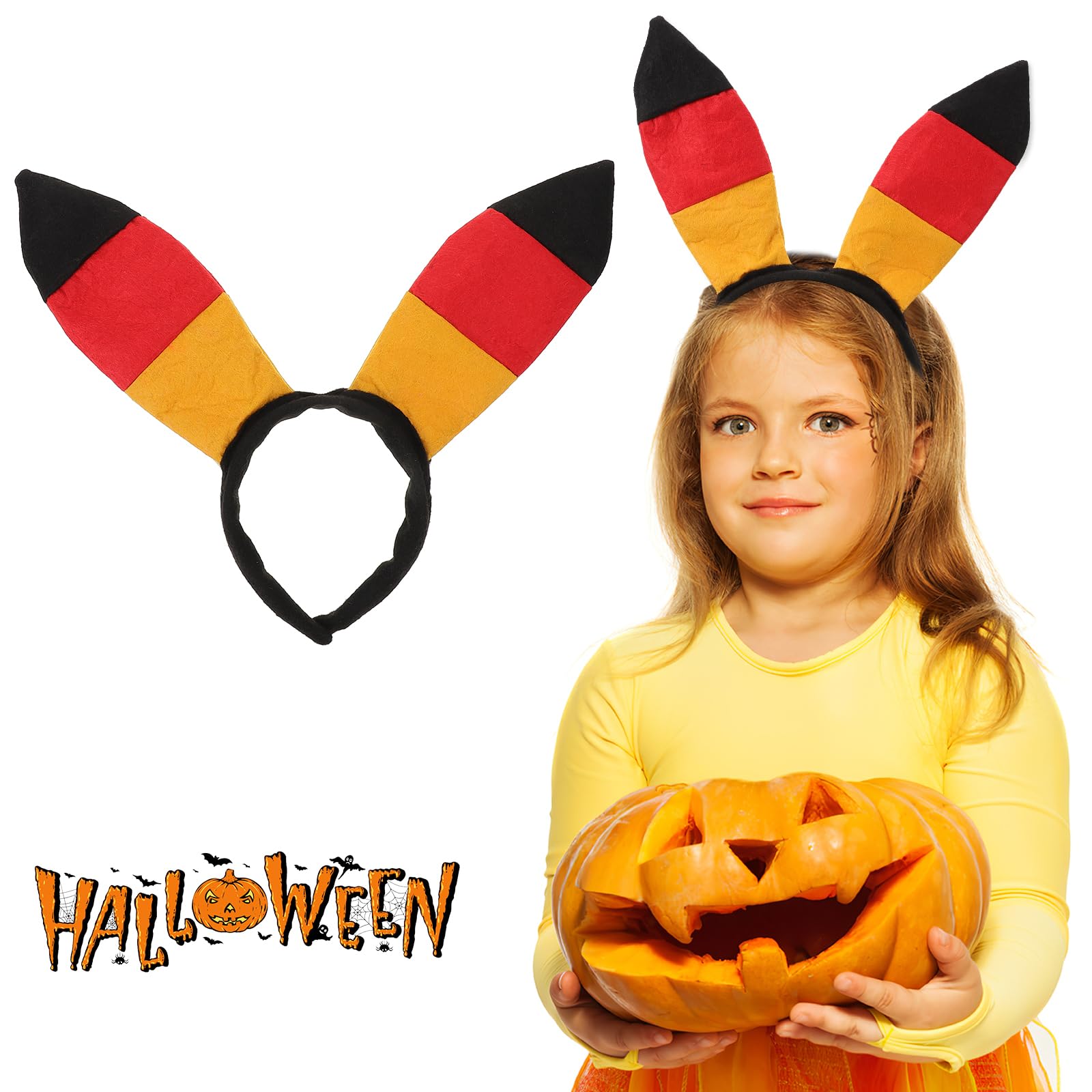Beavorty Bunny Ears Headband Patriotic Germany Flag Rabbit Ears Hairband Halloween Cosplay Party Headwear for Women Girls - Image 3
