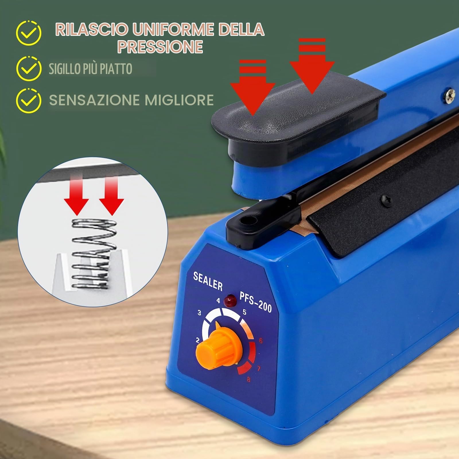 Termosaldatrice per Plastica Sacchetti 200mm Sigillatrice Macchina ad Impulsi Guarnizione Larga 3mm Impulse Heat Sealer for Mylar PP PE Alluminio Bags Macchina Sigillante Plastica