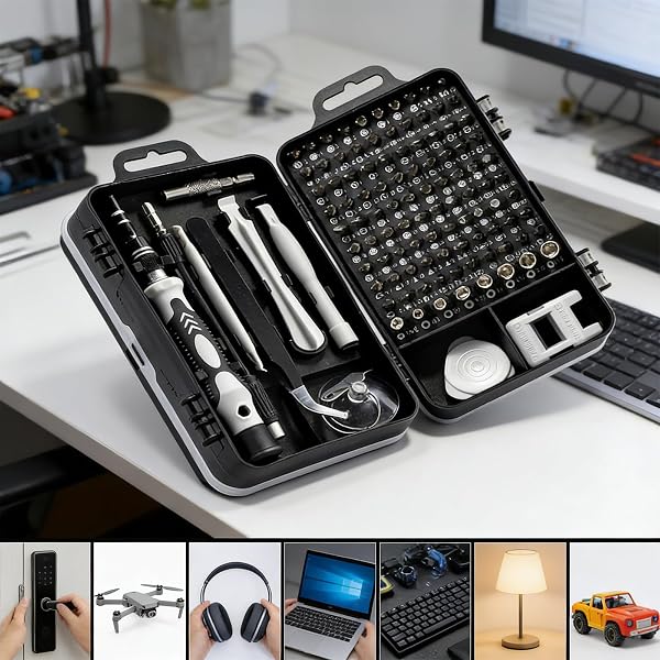 115-in-1 Small Screwdriver Set,Precision Screwdriver Set, Professional Repair Tool Kit for Phone, Computer, Watch, Console, Eyeglass and Electronic, Men Tools Gift Gray - 5