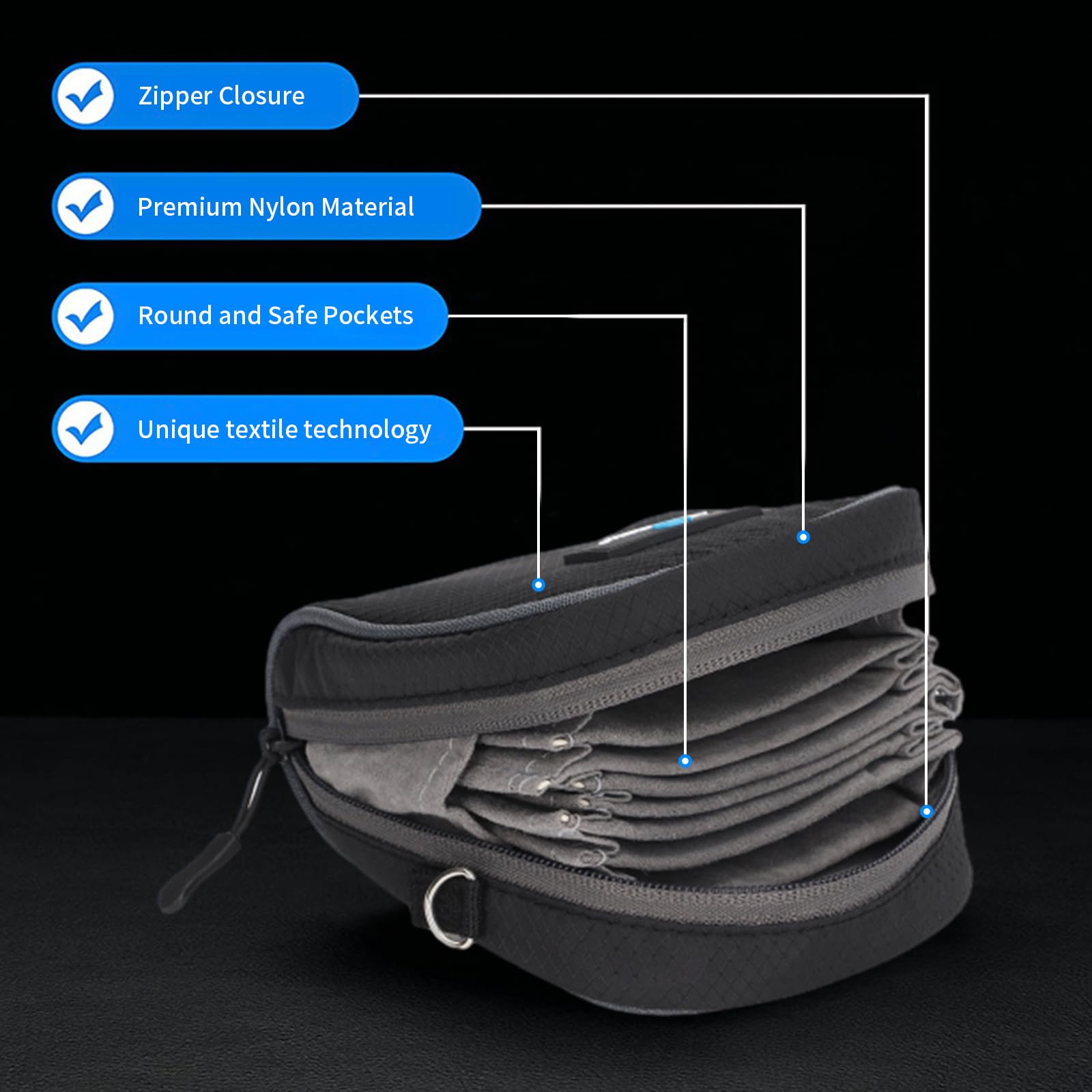 Étui de filtre pour appareil photo, sac porte-filtre de photographie à 8 poches avec boucle de ceinture et bandoulière, pochette de filtre d'objectif résistant à l'eau et à la poussière pour filtres j