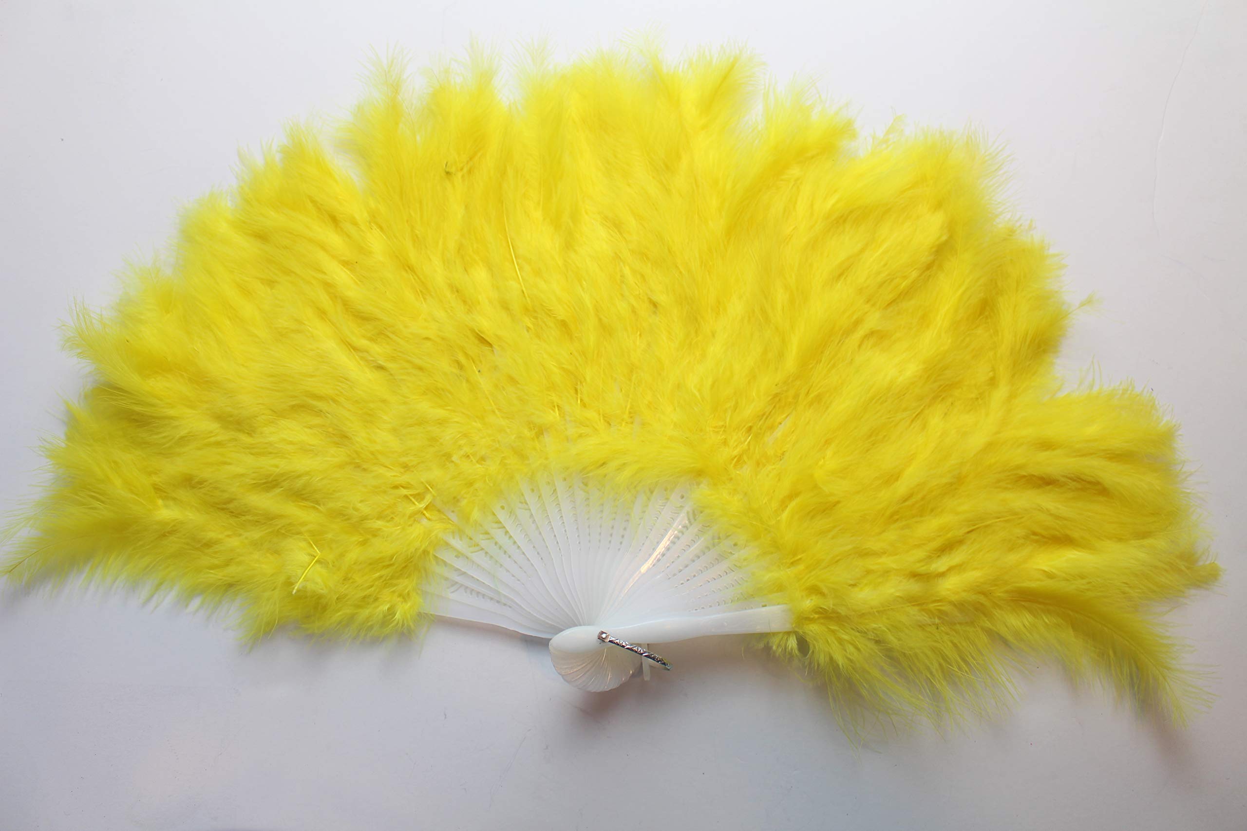 3 Pieces Items Contain Feather Fan, Feather Boa, Ostrich Headdress-Great for Party, Wedding, Halloween Costume Decoration (Yellow)