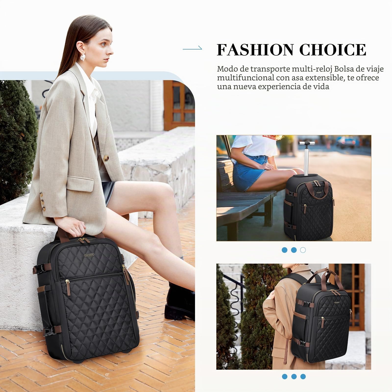 Mochila con Ruedas para Portátil 17 Pulgadas, Mochila Grande para Hombre Mujer Antirrobo Impermeable con Ruedas Ocultables Puerto, Backpack Escolar Negocio Trabajo Diario Viaje, Negro