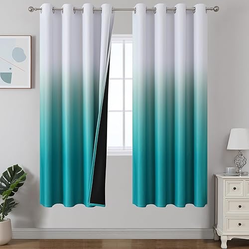 Miniatura 72 de Estelar Textiler Cortinas Opacas con Degradado para Sala de Estar de 84 Pulgadas de Largo, Cortinas de Ojales Ombré con Aislamiento Térmico de Gris