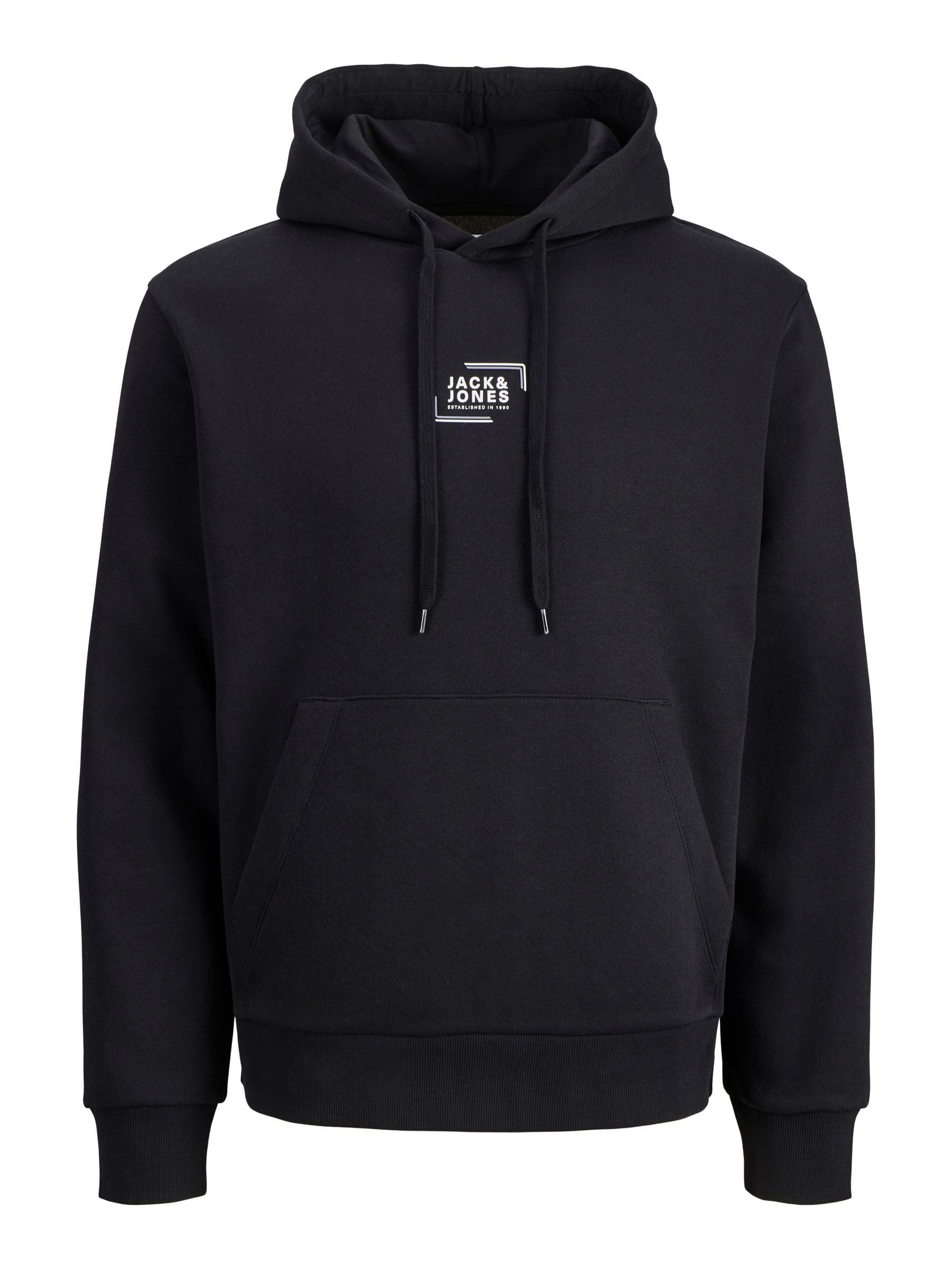 Jack & Jones Men's Black Jjcorp Graphic Sweat Hood Noos, M