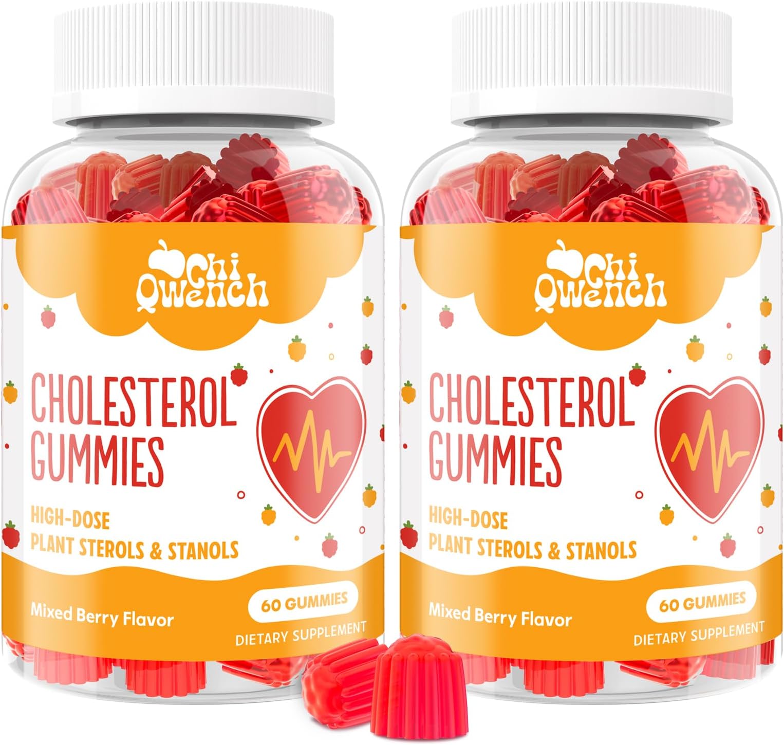 ChiQwench Cholesterol Supplements with 1500 Mg Plant Sterols & Stanols, Cholesterol Support Gummies, Cholesterol Complex Gummies, Maintains Normal Levels, Mixed Berry Flavor, 120 Count