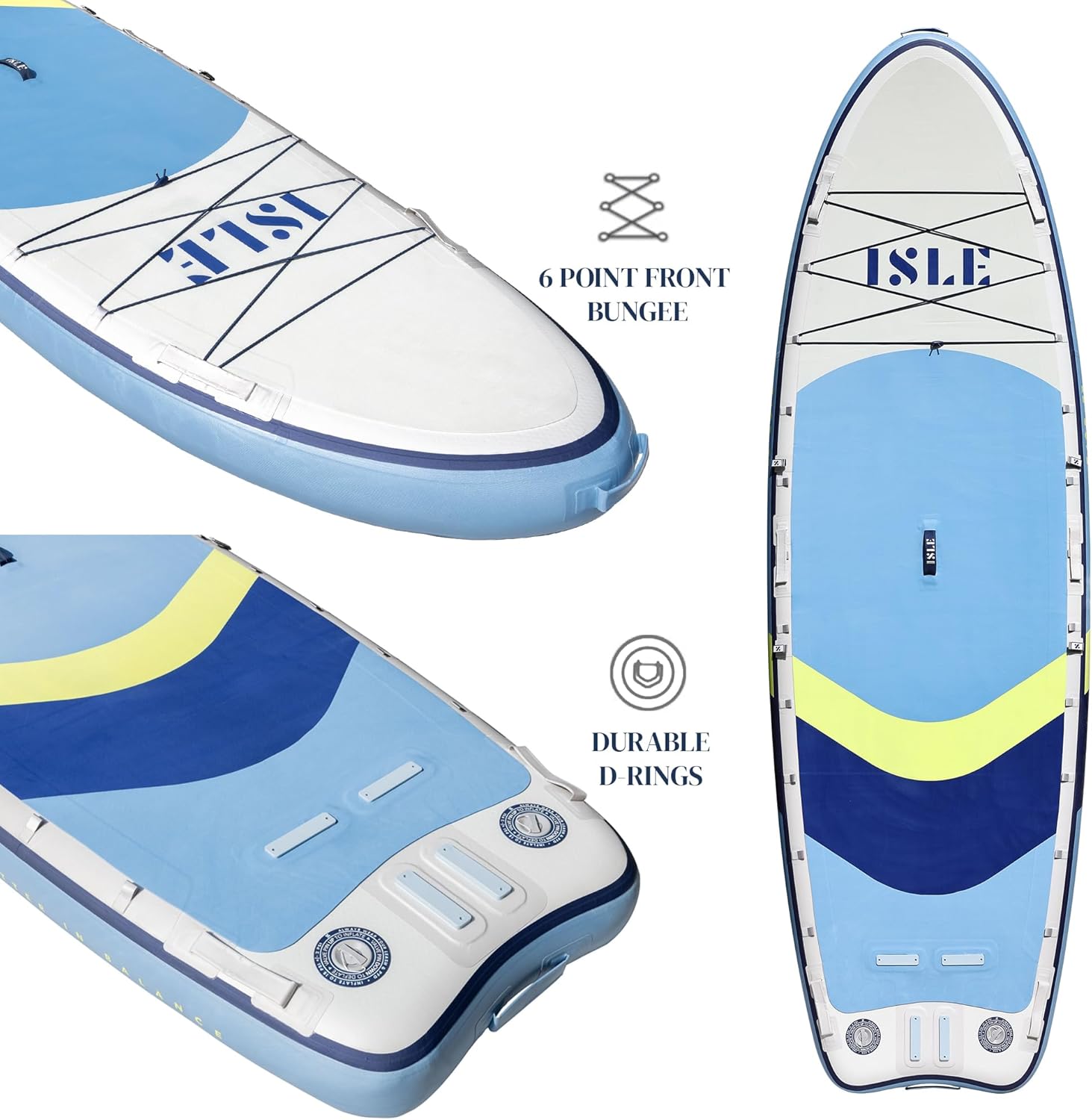 ISLE Megalodon Inflatable Stand Up Paddle Board & iSUP Bundle Accessory Pack - Up to 1,050 lbs Capacity — Durable, Lightweight, Stable — 12' L x 45" W x 8" OR 15' L x 56" W x 8"