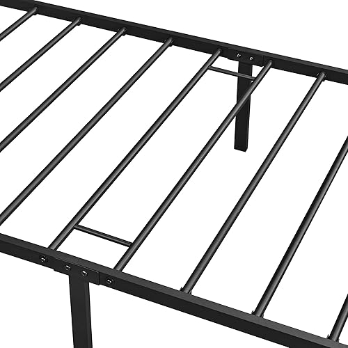 Miniatura 8 de Yaheetech Base de cama de metal tamaño individual XL con cabecera de hierro de estilo victoriano, estribo, almacenamiento debajo de la cama, no